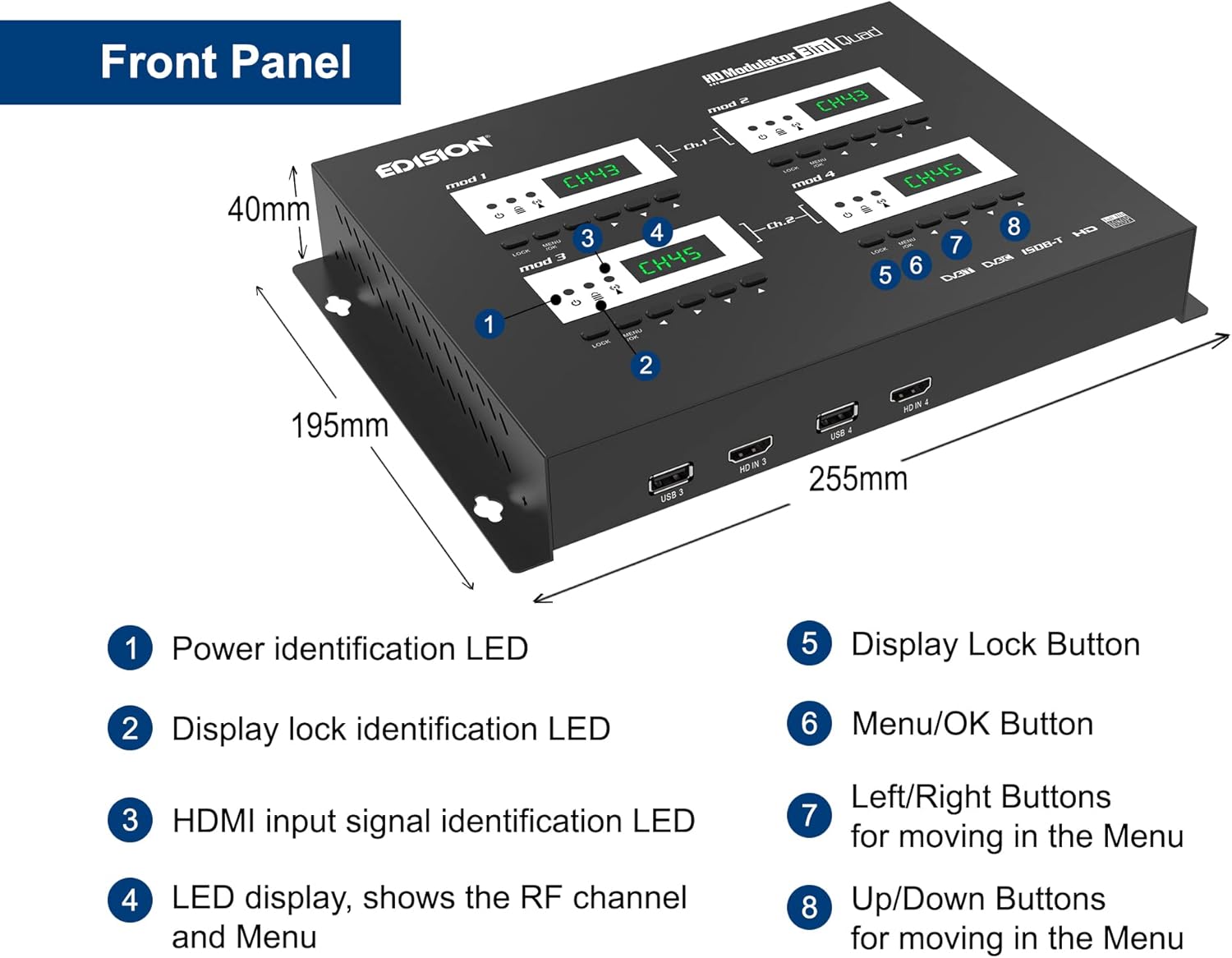 Edision HDMI Modulator 3in1 Quad DVB-T/C/ISDB-T - immagine 3