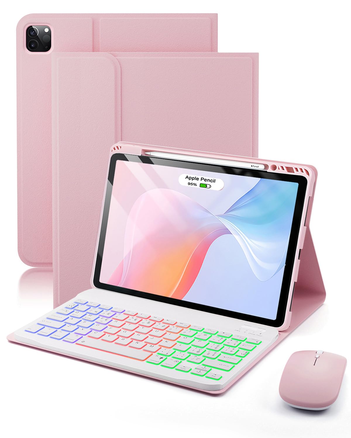 Cover Tastiera e Mouse per iPad Air 13'' / Pro 12.9'', Rosa