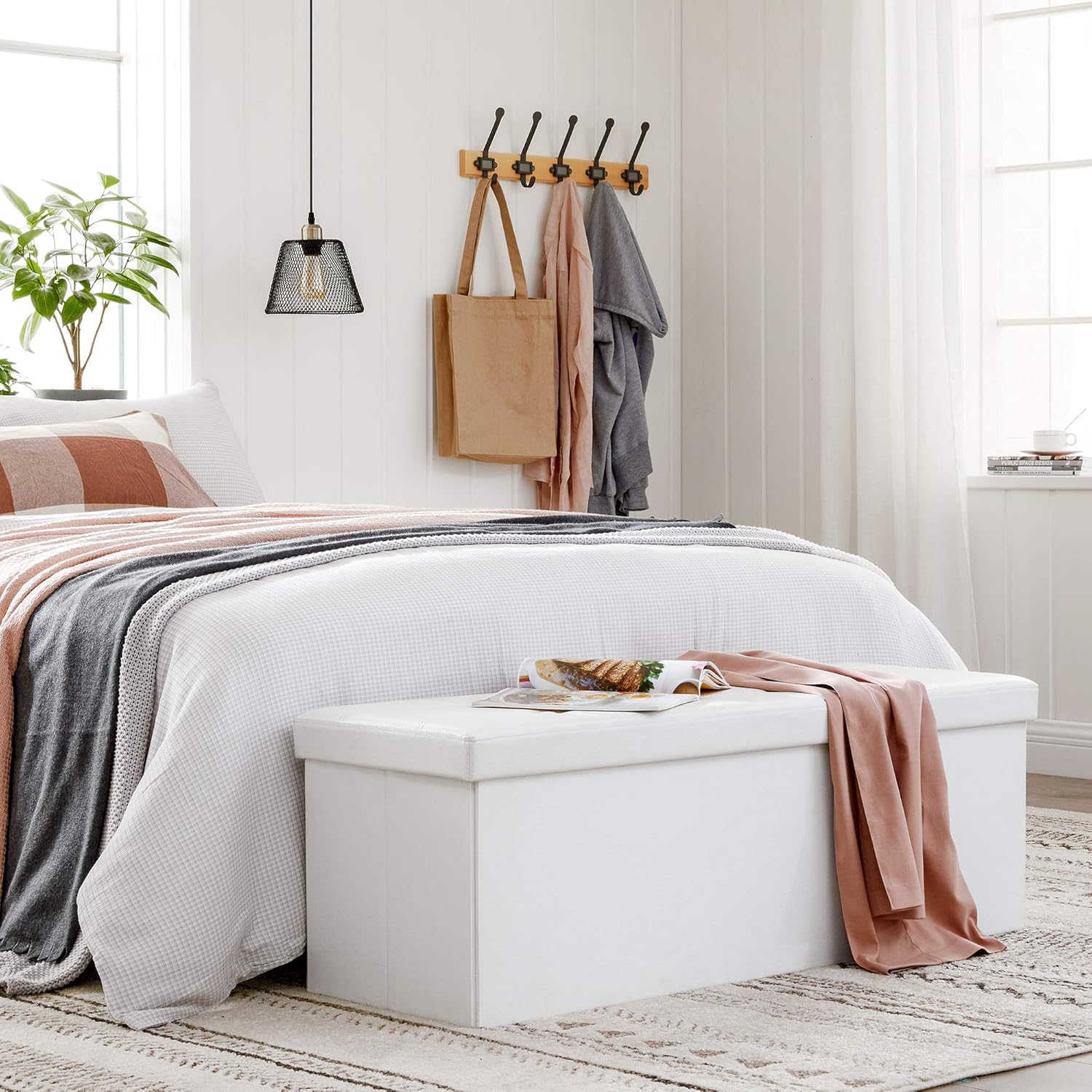 SONGMICS Cassapanca Contenitore 120L, Bianco - immagine 2