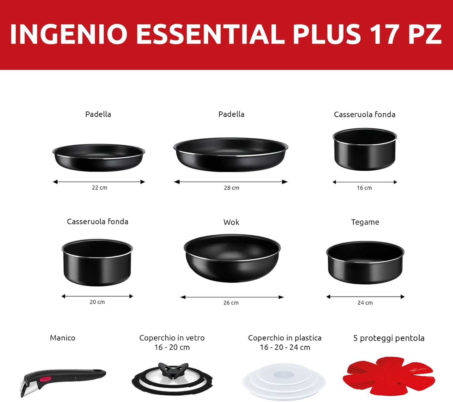 Lagostina Ingenio Essential Plus - Batteria di Pentole 17 Pezzi - immagine 2