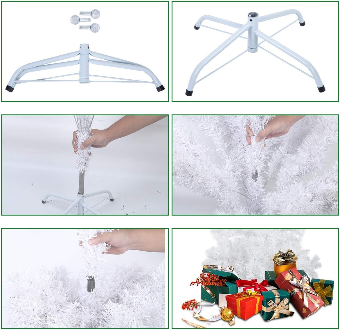 Uten Albero di Natale Artificiale 150cm, Bianco - immagine 2