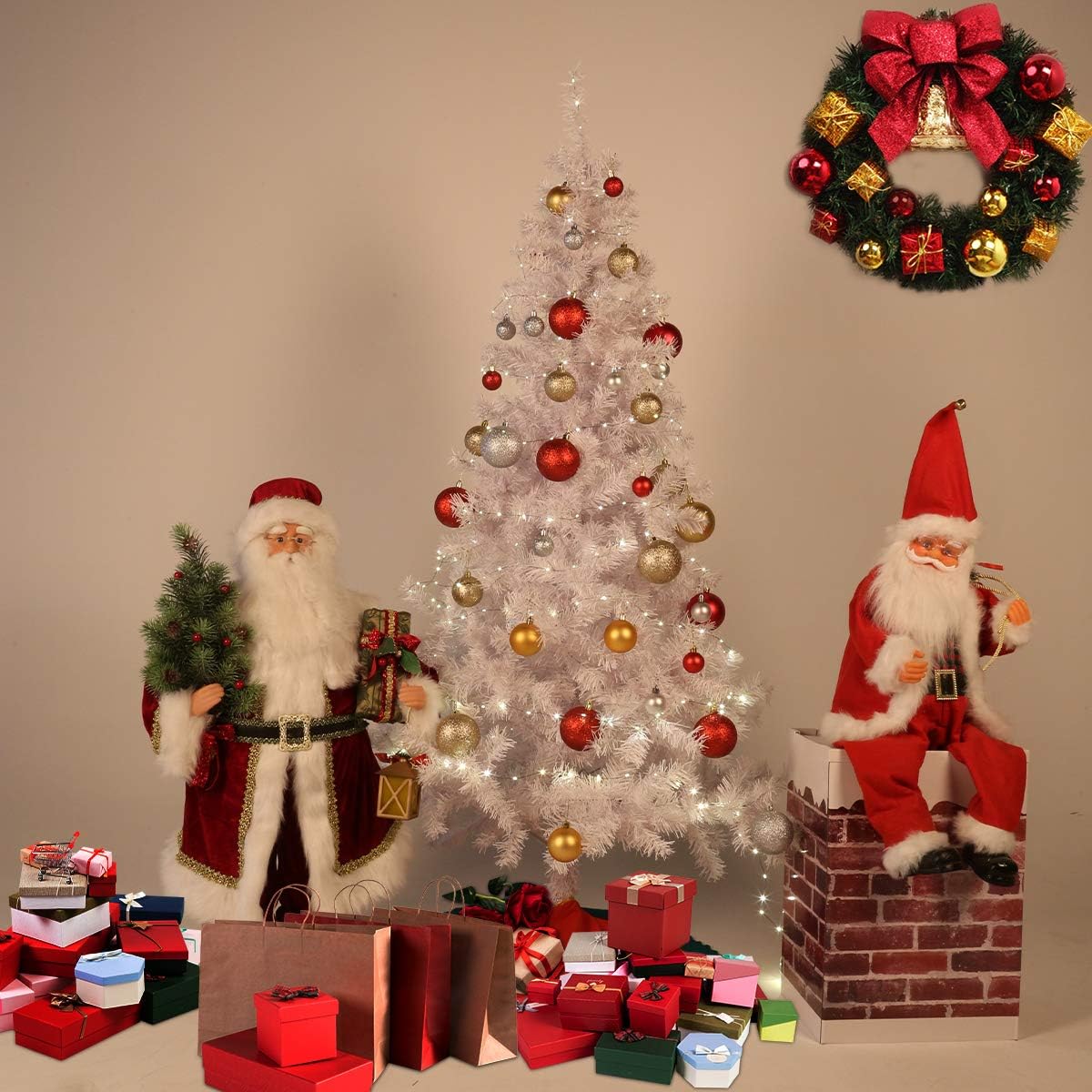 Uten Albero di Natale Artificiale 150cm, Bianco - immagine 5