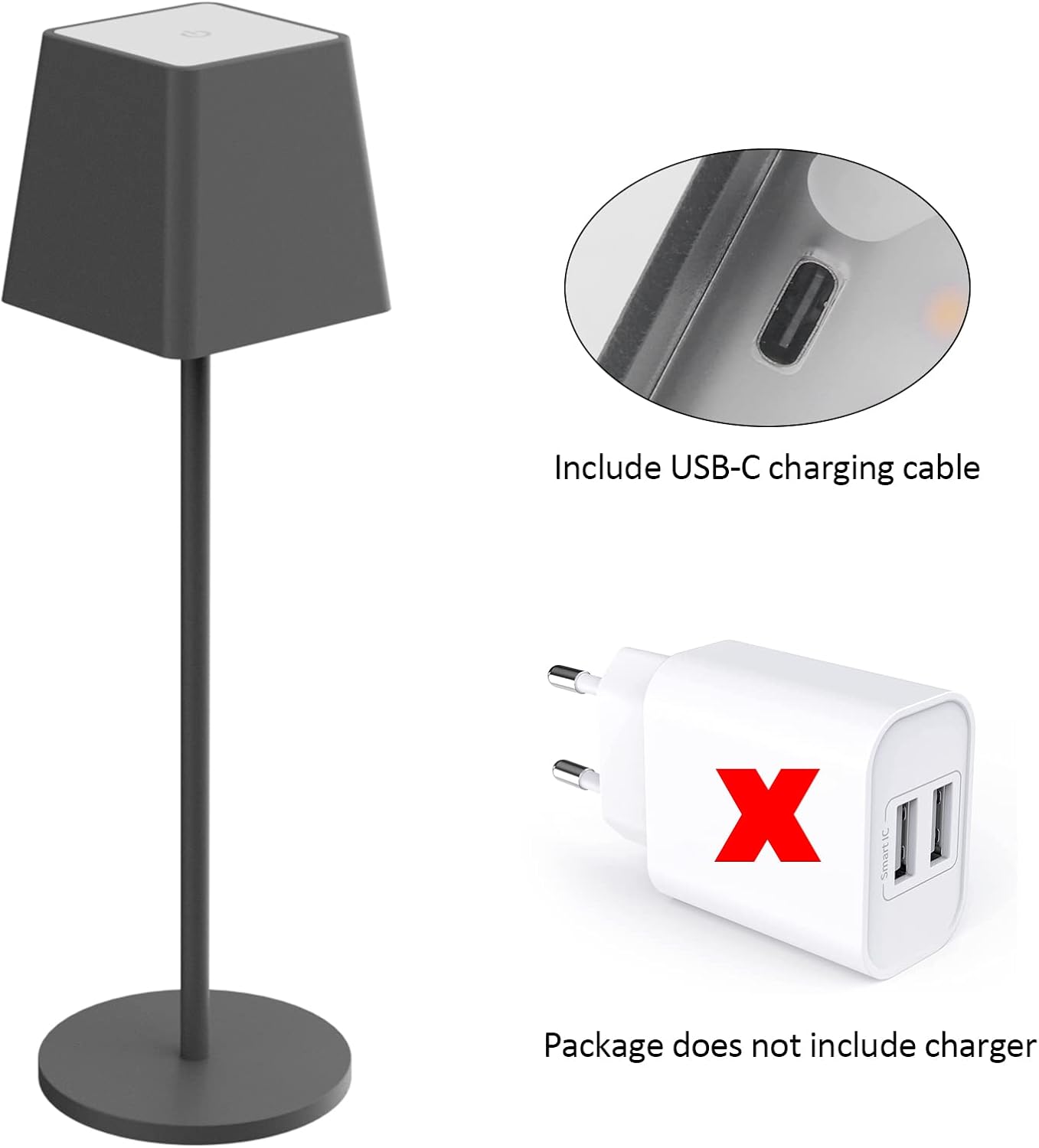 K-Bright Lampada LED da Tavolo Ricaricabile H38cm (2 pz) - immagine 6