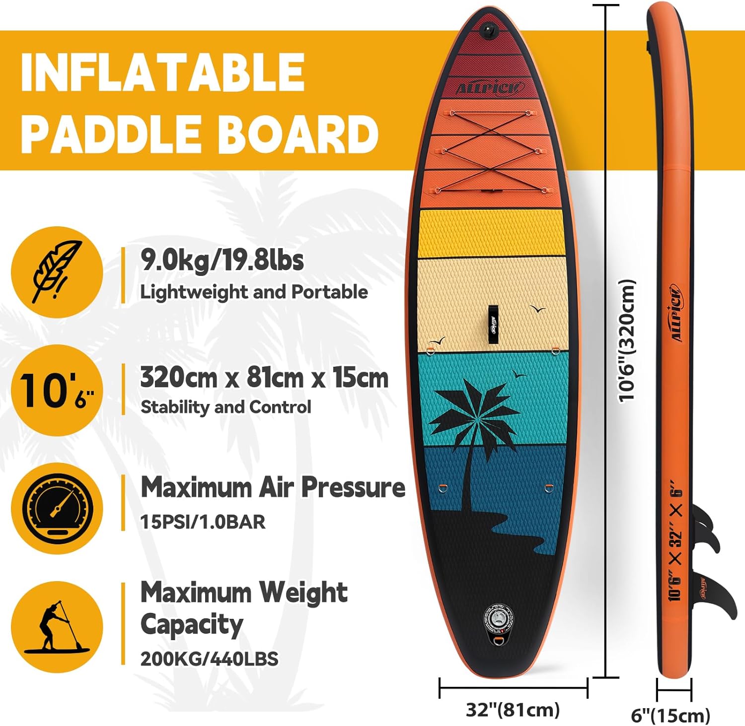 Allpick Sup Gonfiabile - Stand Up Paddle Board - immagine 3