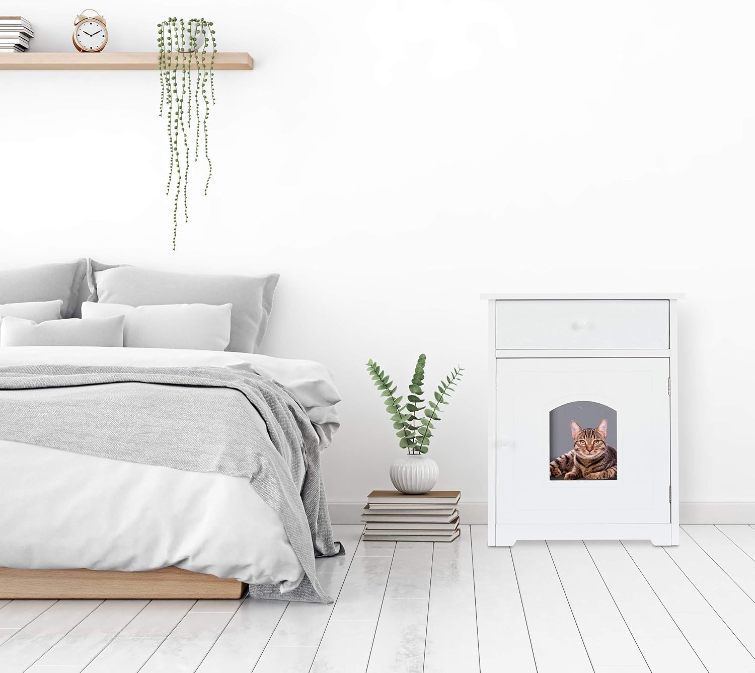 Relaxdays Mobiletto Lettiera per Gatti, Bianco - immagine 5