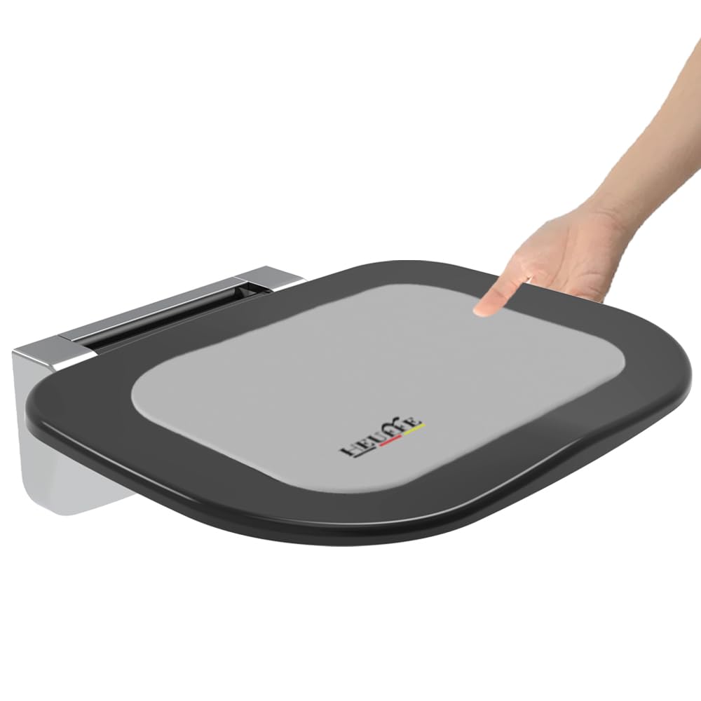 Sgabello Doccia Pieghevole a Muro 200kg, Nero