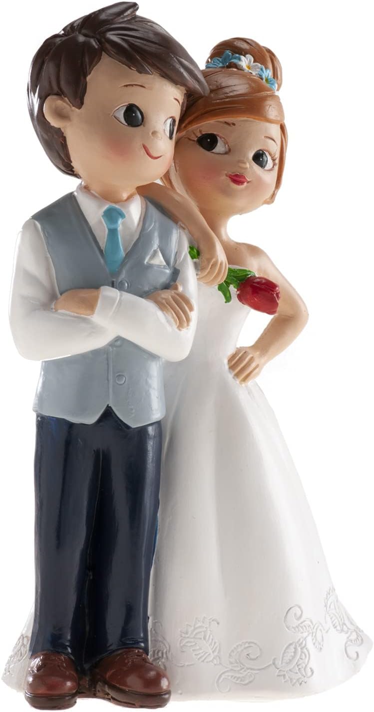 Dekora - Statuina Sposi per Torta Nuziale, Coppia con Fiore - immagine 2
