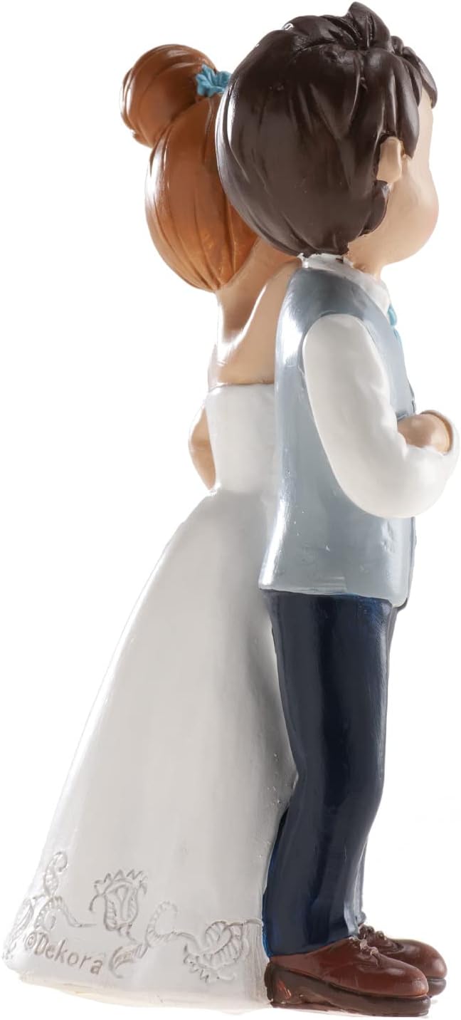 Dekora - Statuina Sposi per Torta Nuziale, Coppia con Fiore - immagine 3