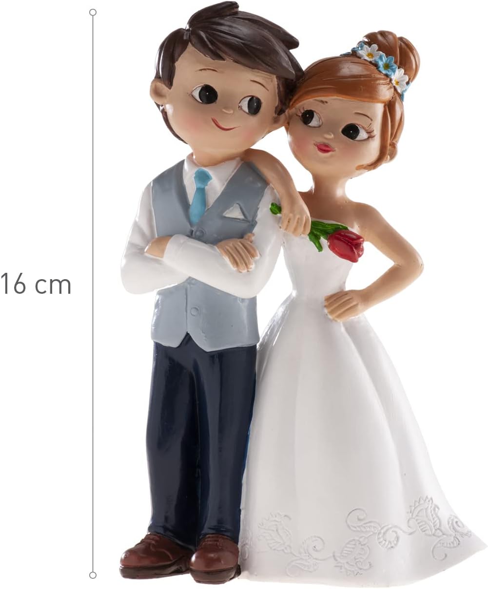 Dekora - Statuina Sposi per Torta Nuziale, Coppia con Fiore - immagine 5