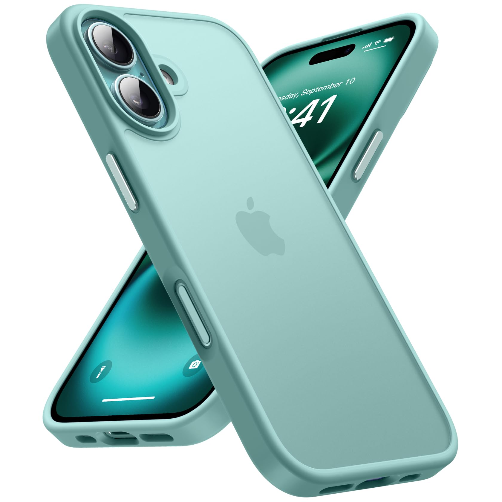 Natiiozie Cover Opaca per iPhone 16, Verde Acqua