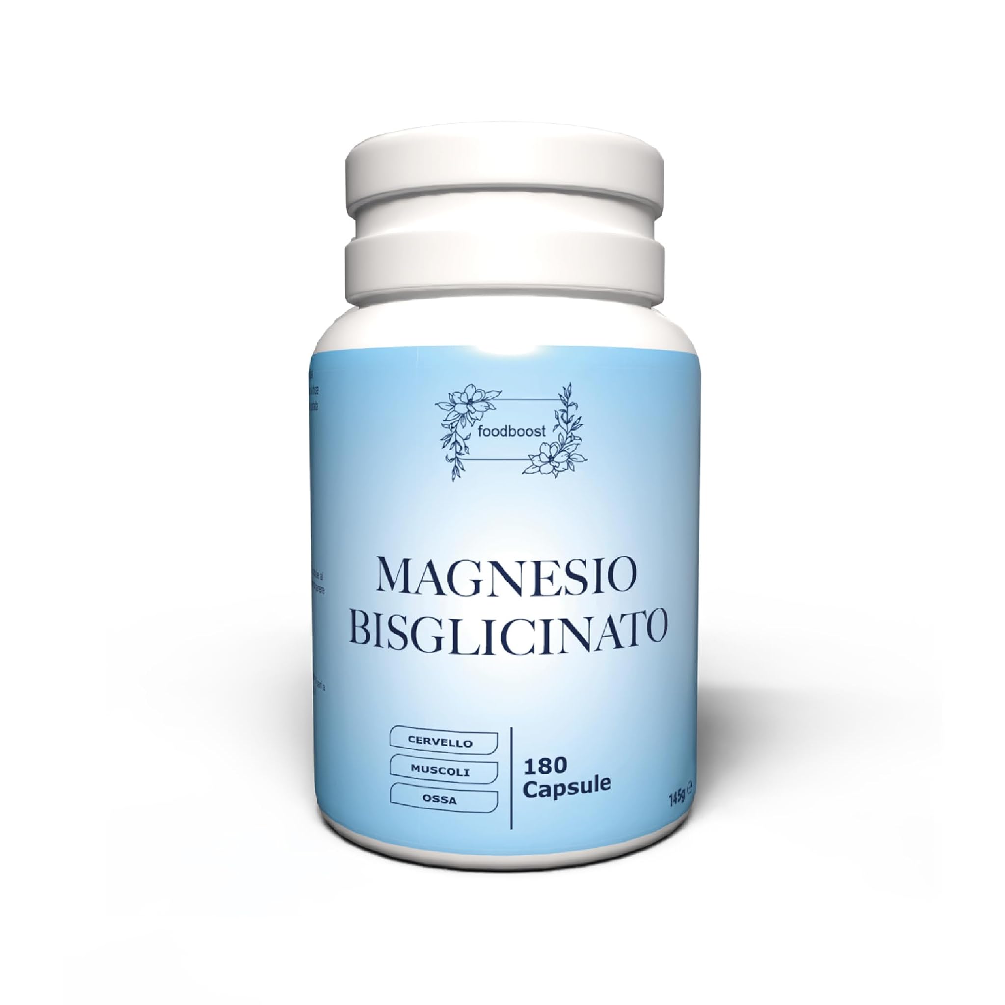foodboost Magnesio Bisglicinato 700 mg - 180 Capsule Vegane (3 Mesi) - Alta Biodisponibilità, Ottima Tollerabilità - Stanchezza, Stress, Sistema Muscolare, Ossa - Senza Glutine - Made in Italy