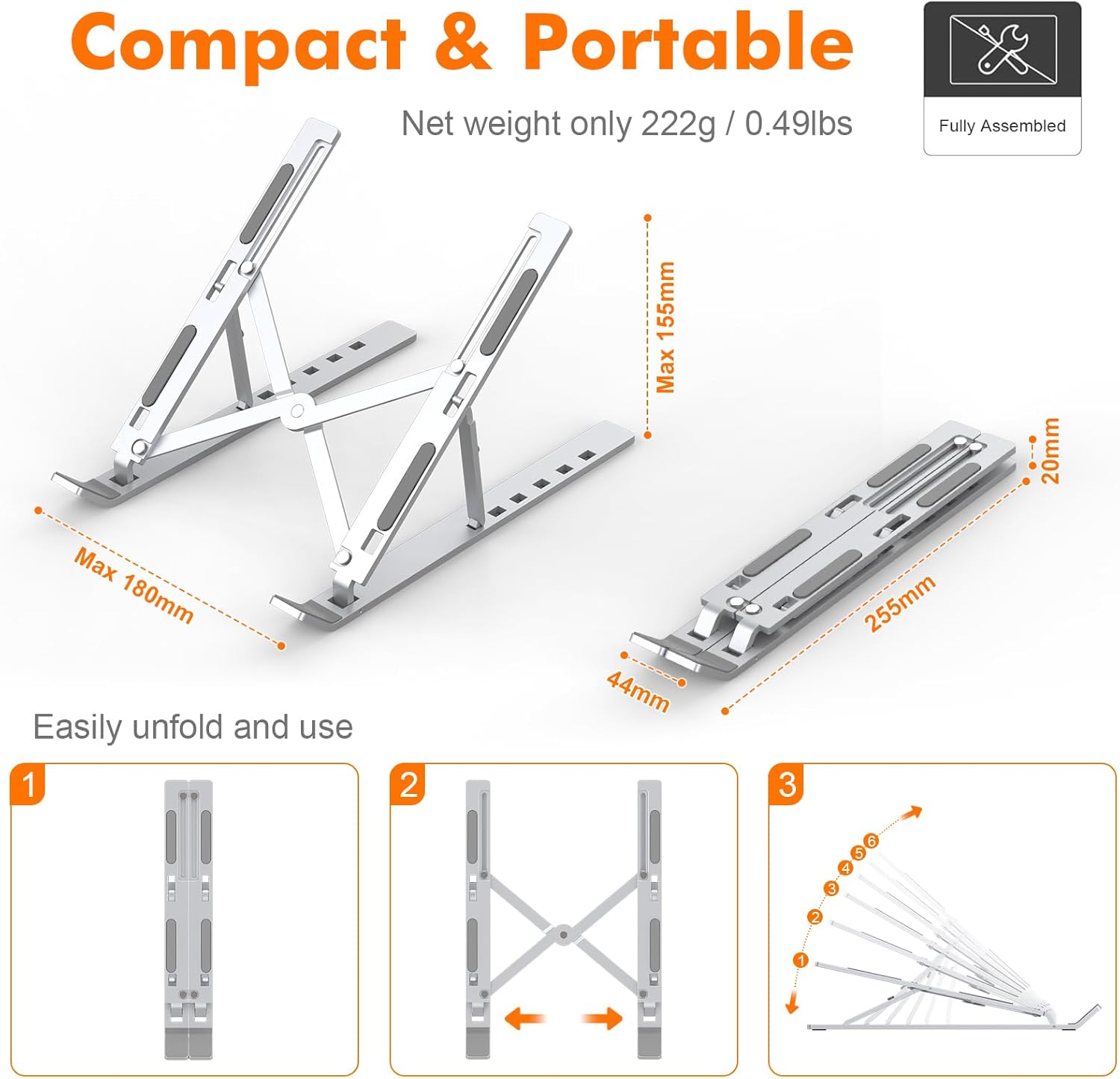 Grifema GB1054 Supporto PC Portatile Antiscivolo, Argento - immagine 3