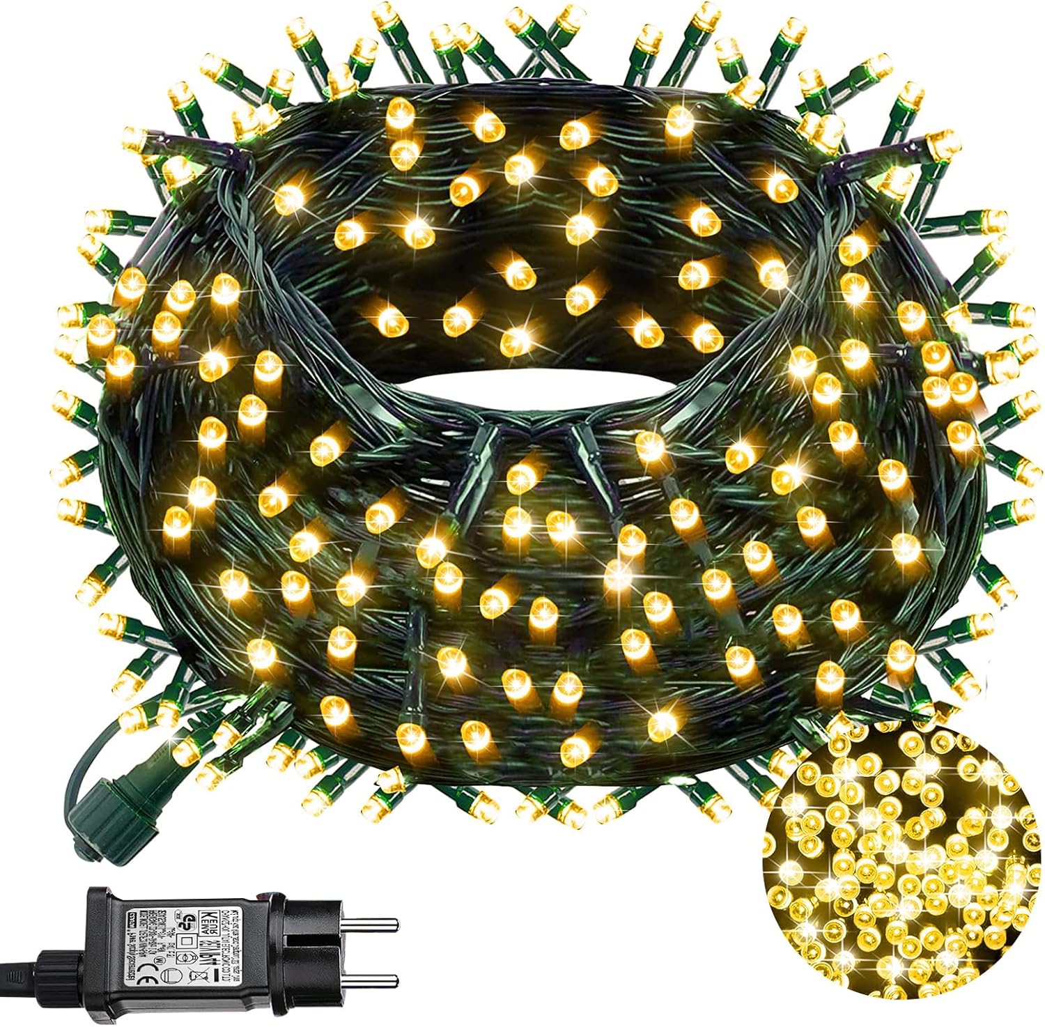 Luci Albero di Natale 20M 200 LED - Bianco Caldo - immagine 1