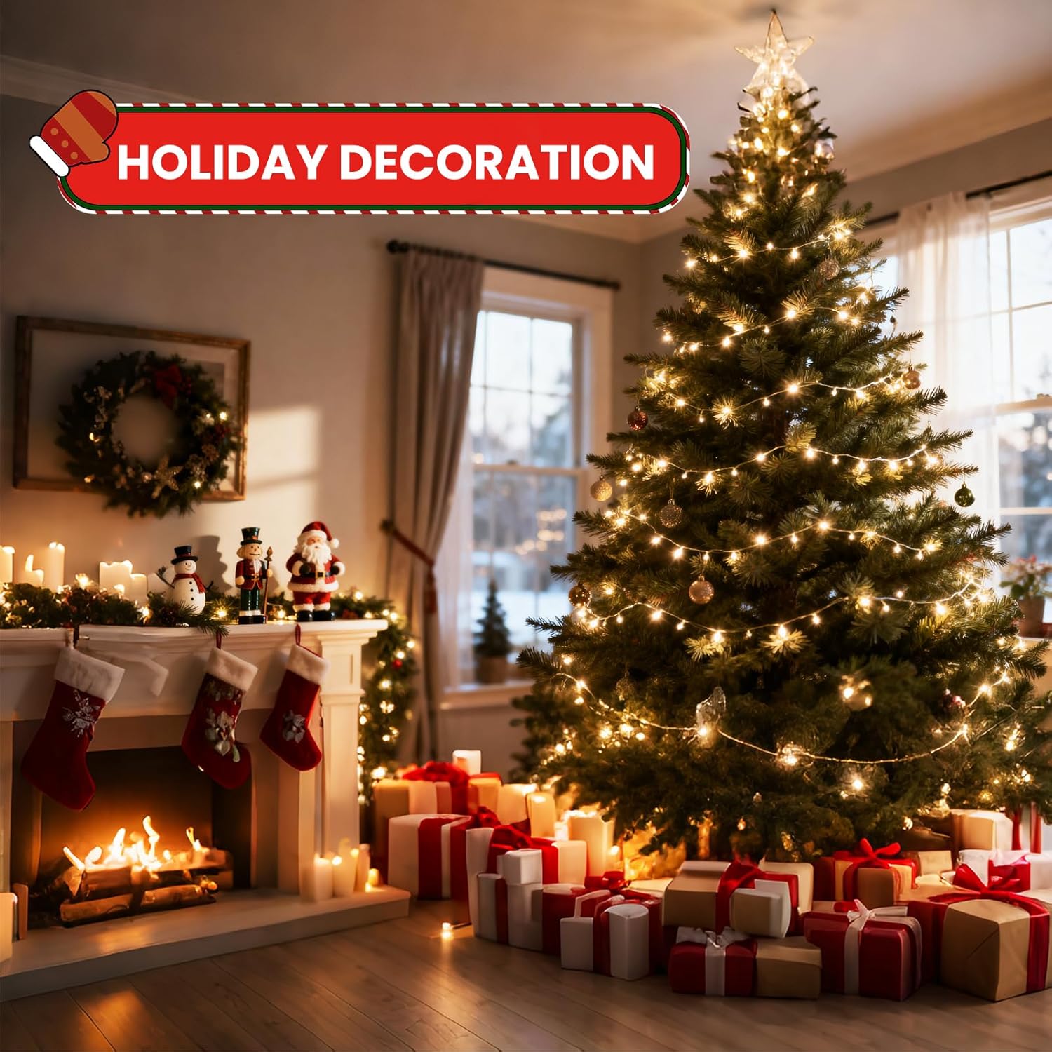 Luci Albero di Natale 20M 200 LED - Bianco Caldo - immagine 6