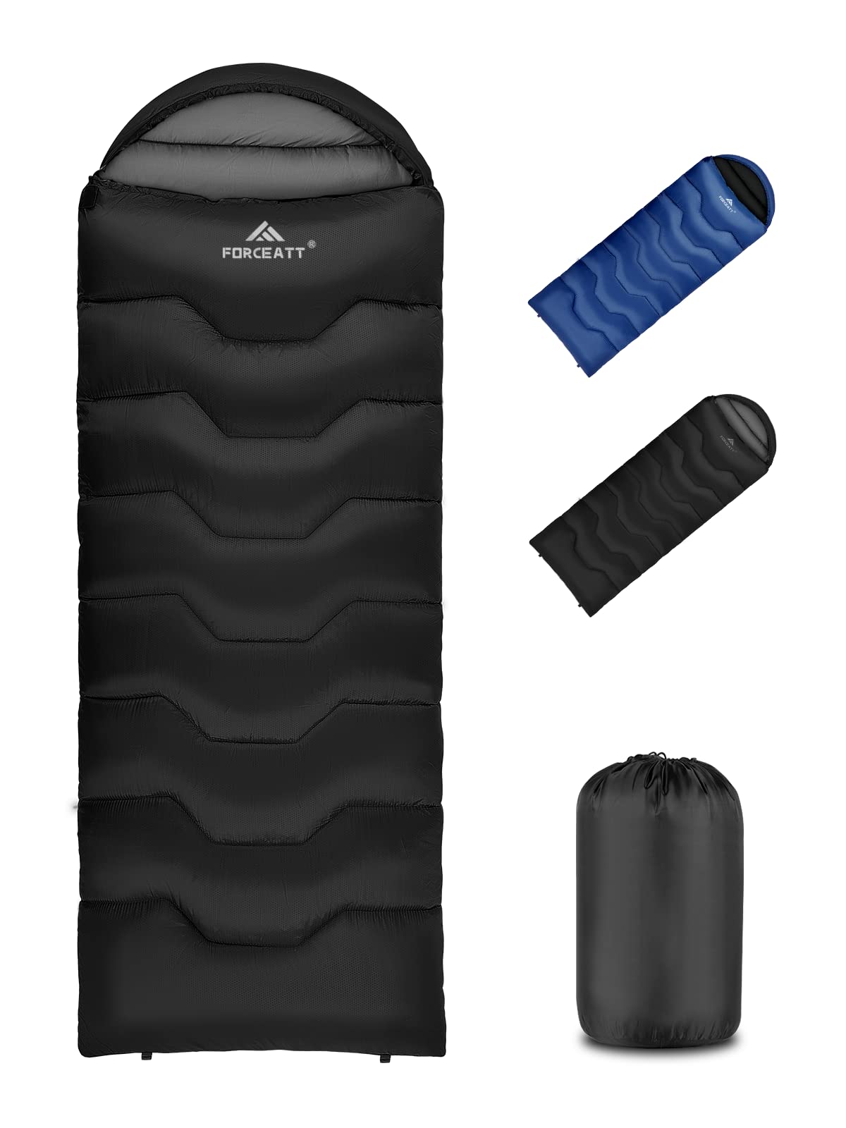 Forceatt Sacco a Pelo -7~20°C 4 Stagioni(210x80CM) Sacco a Pelo Invernale per Adulti, Sacco a Pelo 0 Gradi Impermeabile e Antistrappo,Ldeale per Campeggio ed Escursioni.