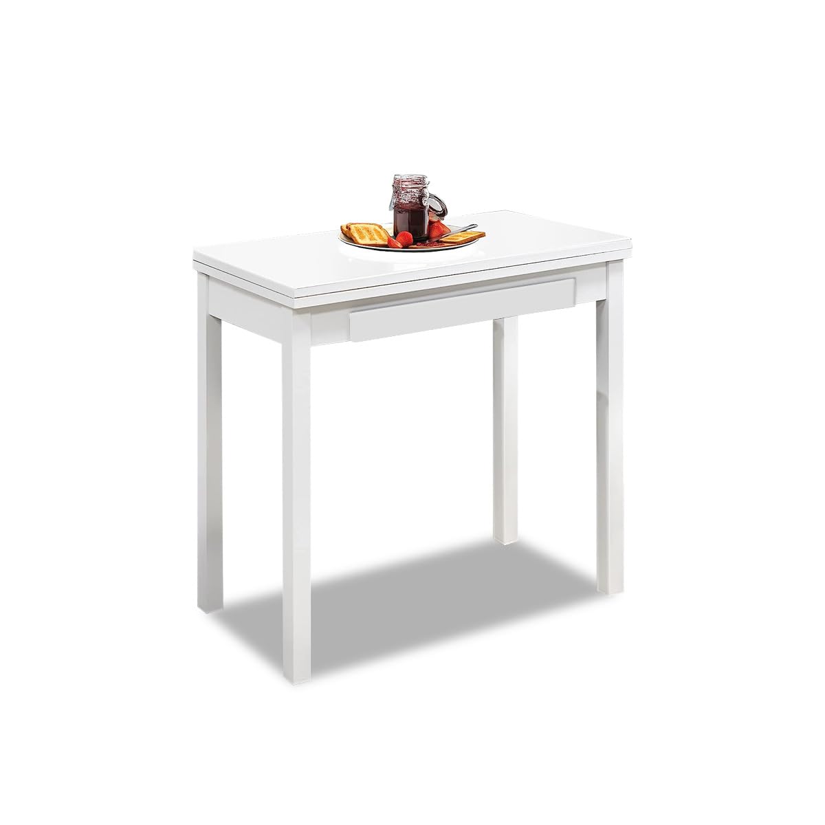 ASTIMESA MLBBL - Tavolo da cucina, in metallo, bianco, 80 x 40 cm