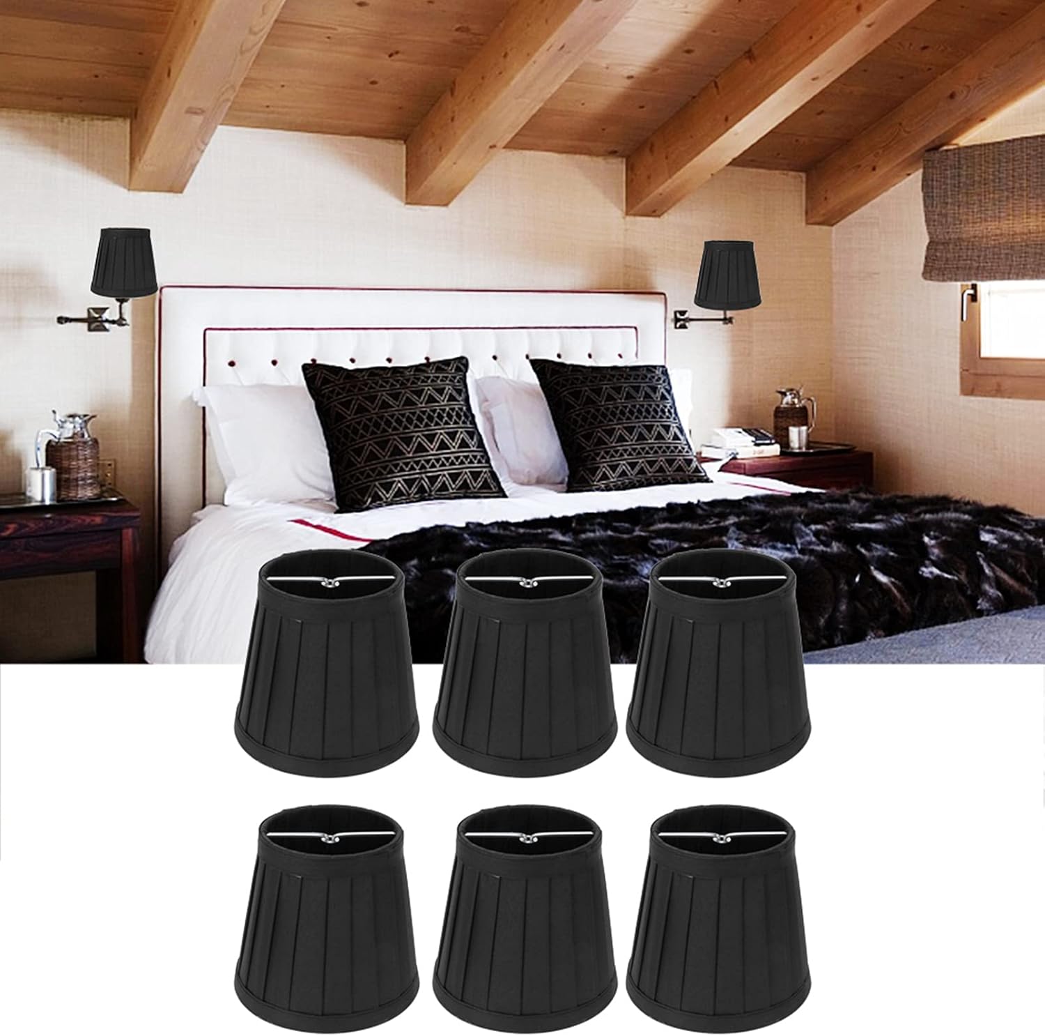 6 Pezzi Paralumi Lampadario E14 Clip in Tessuto - immagine 3