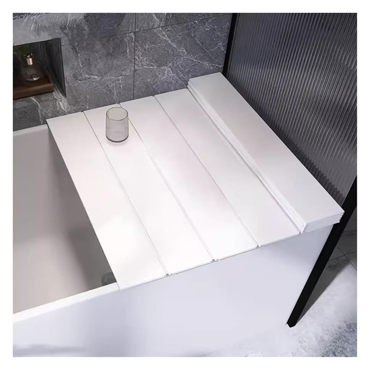 Lxsehn Copertura Vasca da Bagno Pieghevole 75x170cm, White