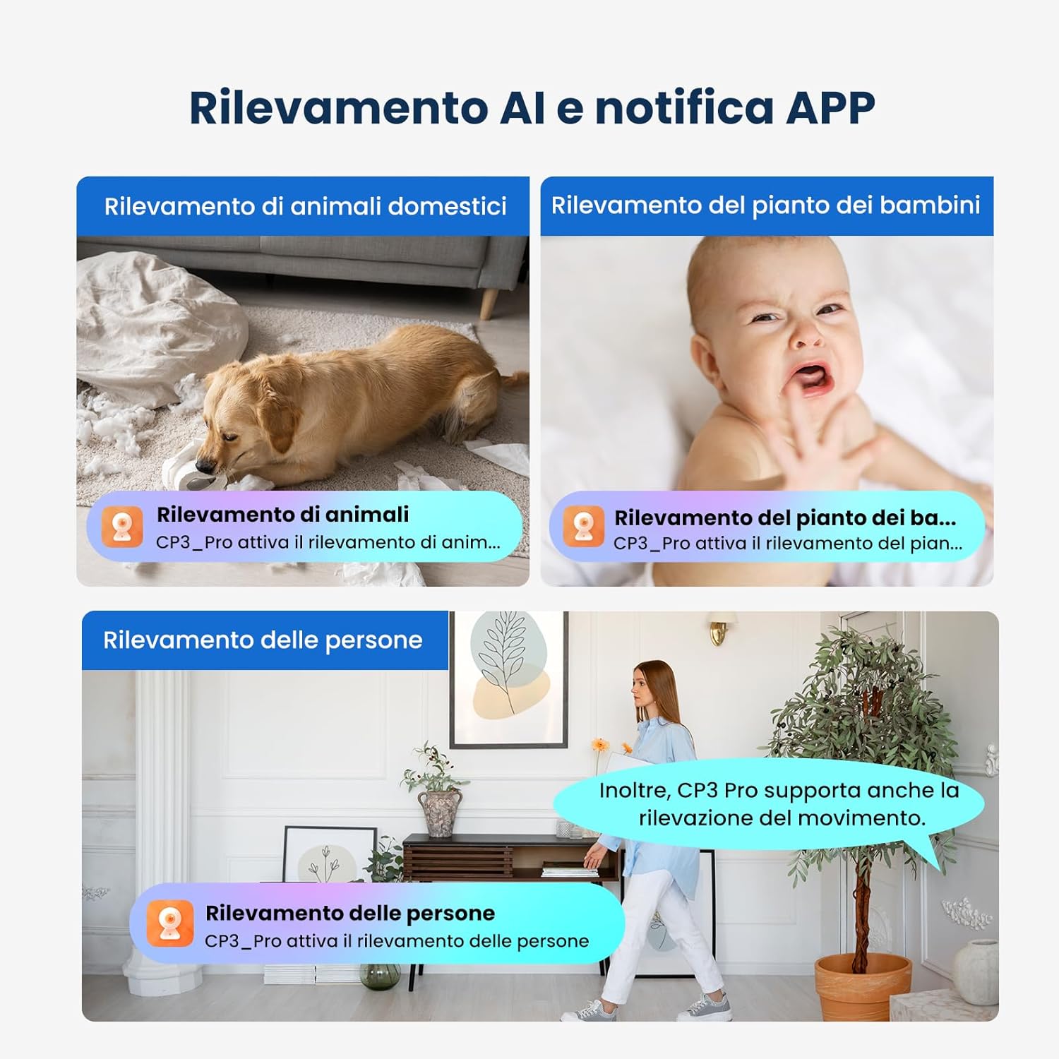 Tenda Telecamera WiFi Interno 2K 360° CP3 Pro - immagine 3