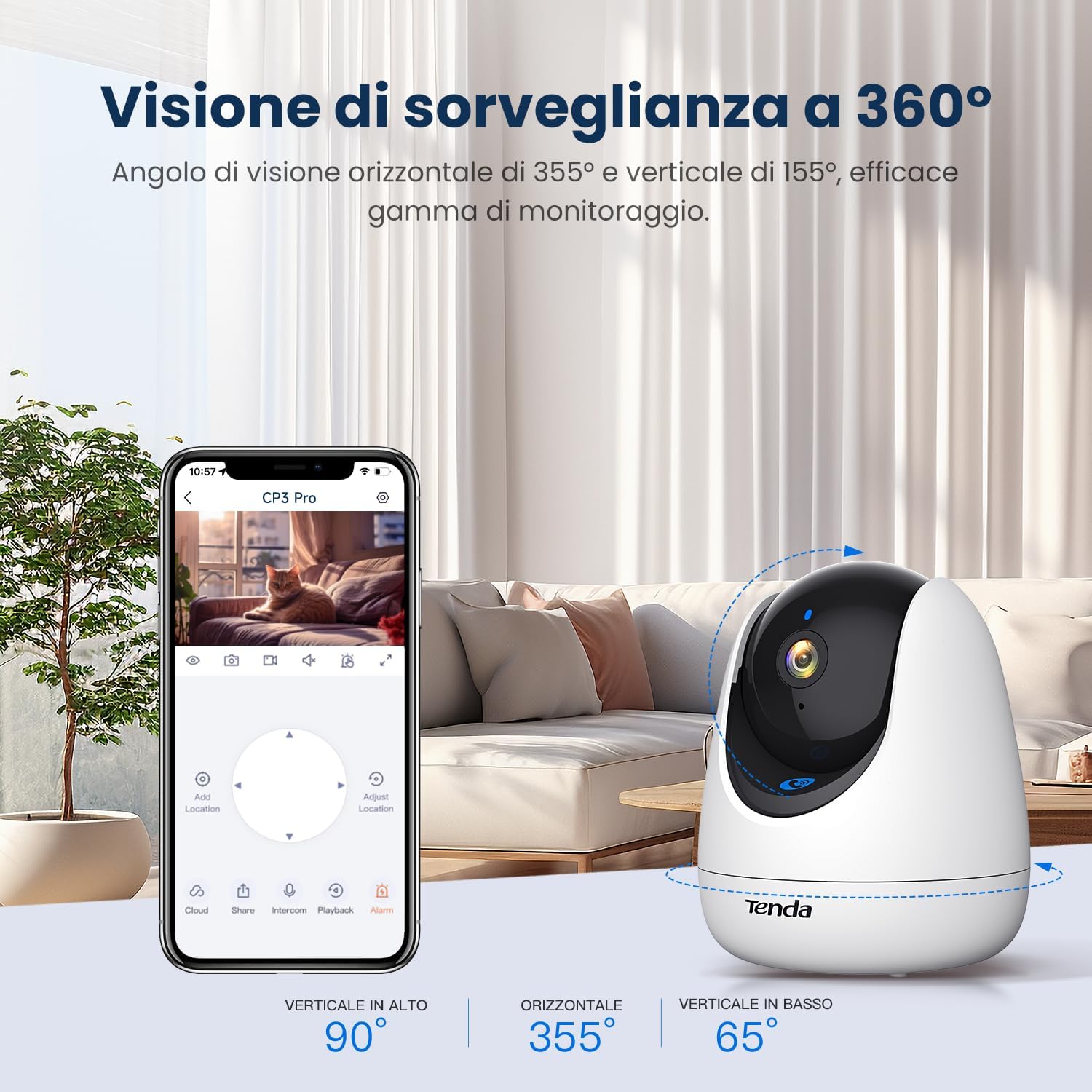 Tenda Telecamera WiFi Interno 2K 360° CP3 Pro - immagine 4