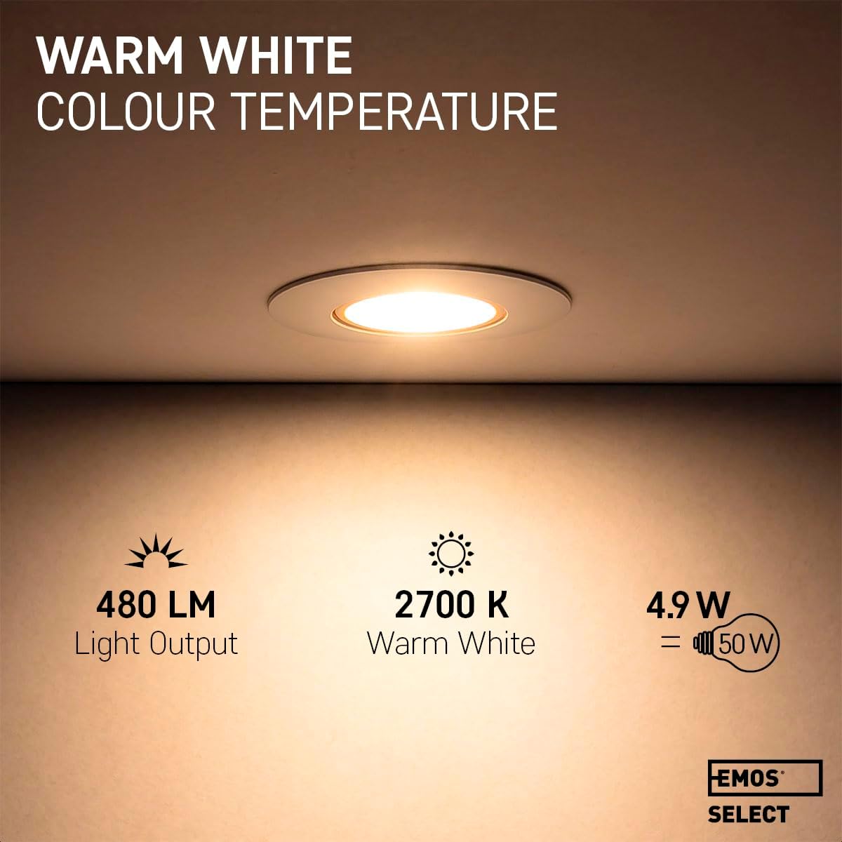 Emos Faretti LED da Incasso Dimmerabili 4,9W, Set 6 - immagine 3