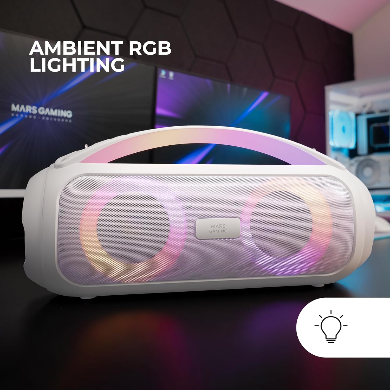 MARSGAMING MS-PULSE Altoparlante Bluetooth Portatile 50W, Bianco - immagine 4