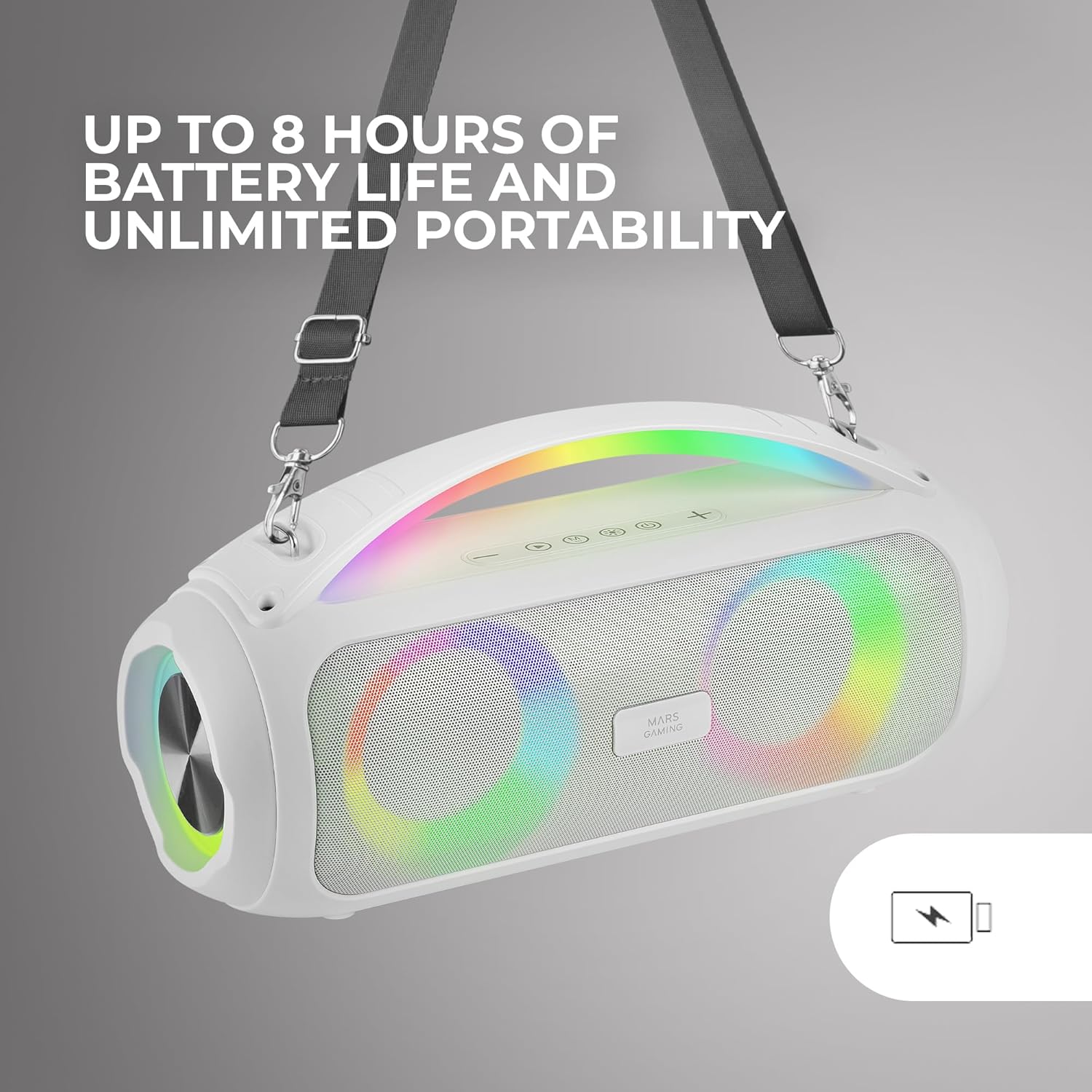 MARSGAMING MS-PULSE Altoparlante Bluetooth Portatile 50W, Bianco - immagine 5