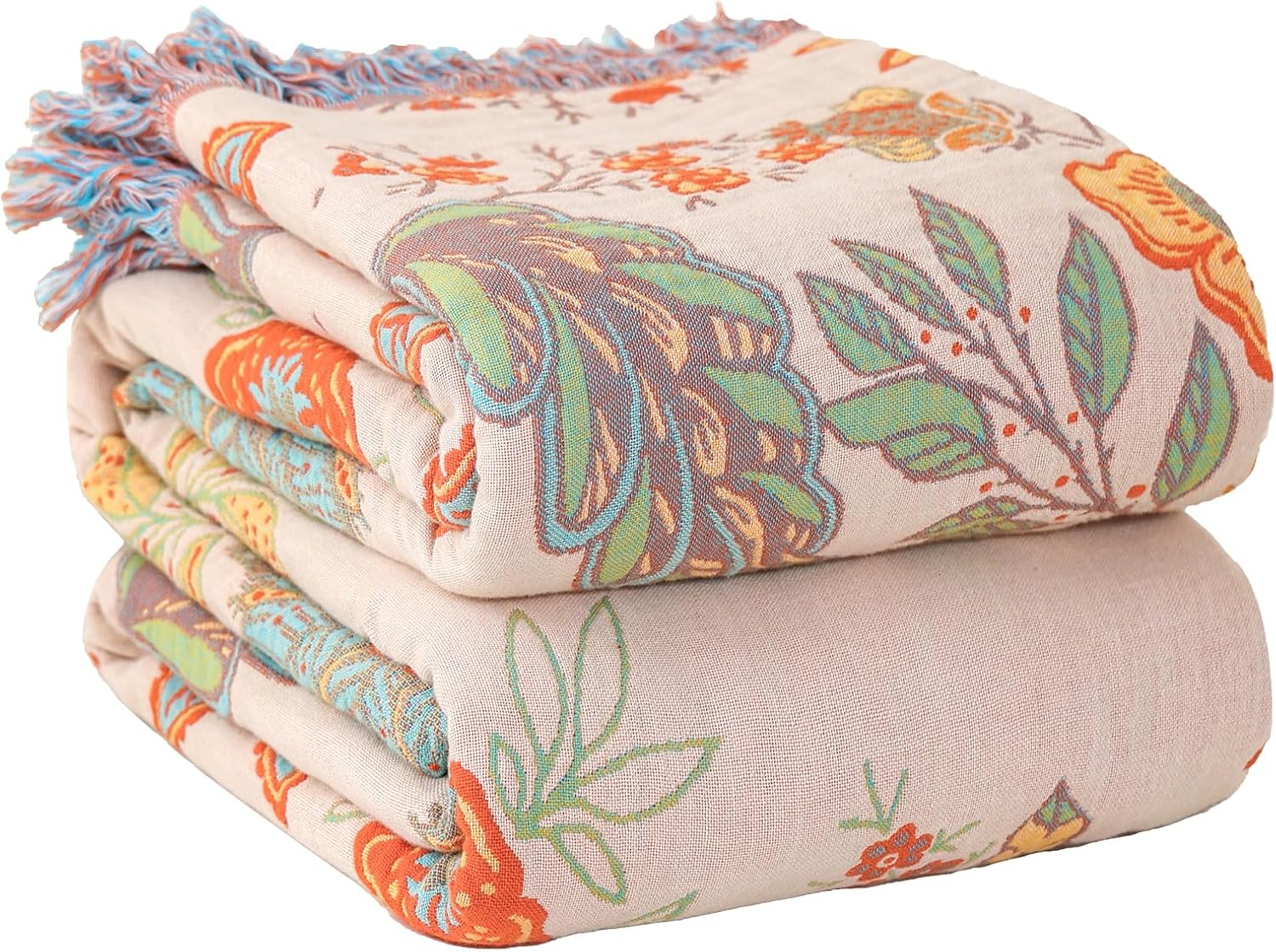 Wotcsil Plaid Coperta Boho Floreale in Cotone 200x230cm - immagine 1