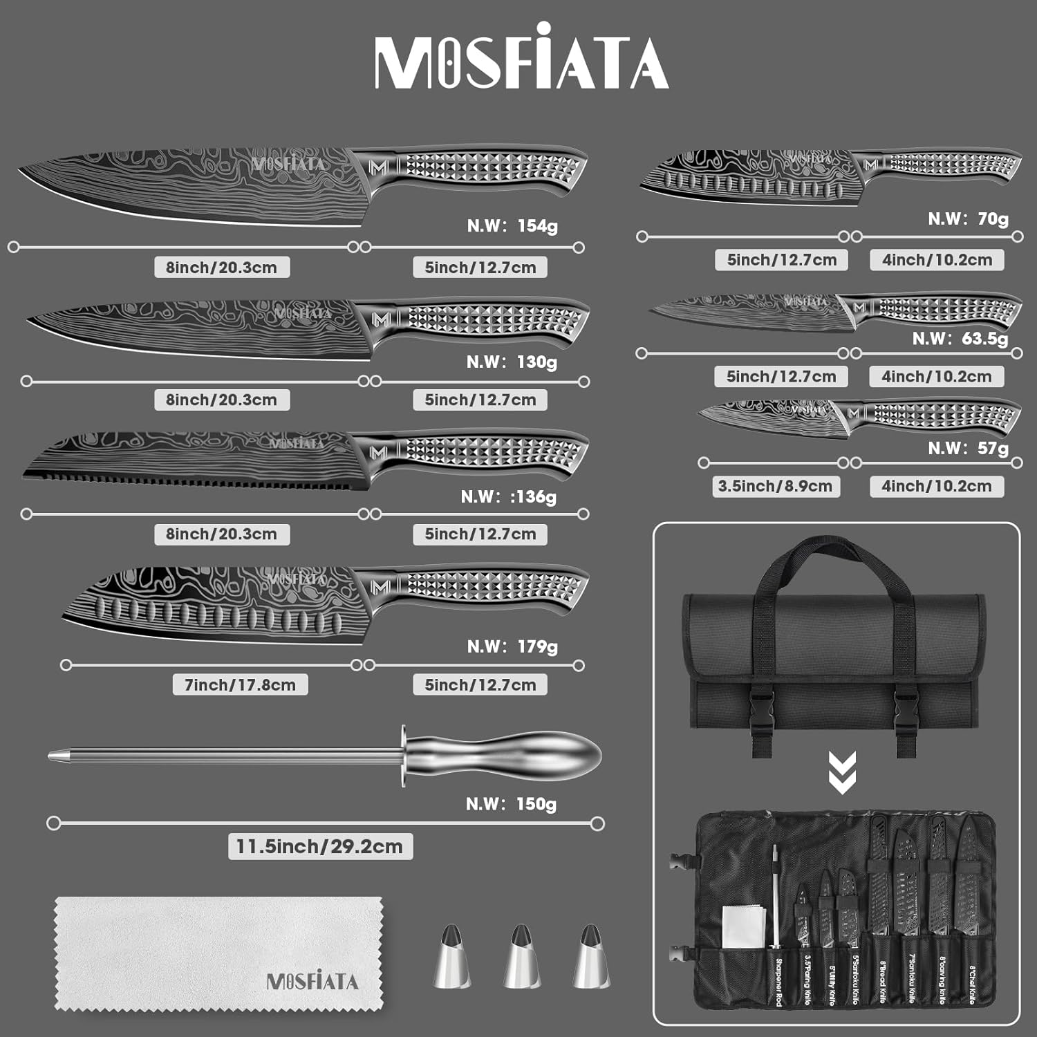 Mosfiata Set Coltelli da Cucina Professionali - immagine 2