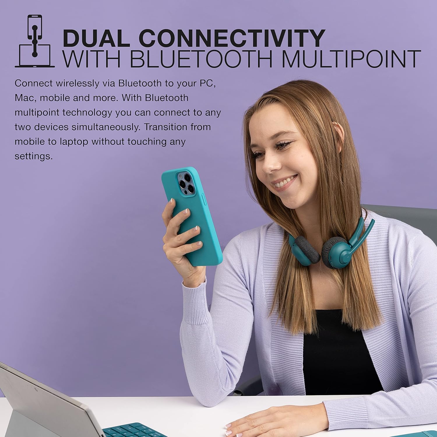 Jlab Go Work Pop - Cuffie Bluetooth con Microfono - immagine 2