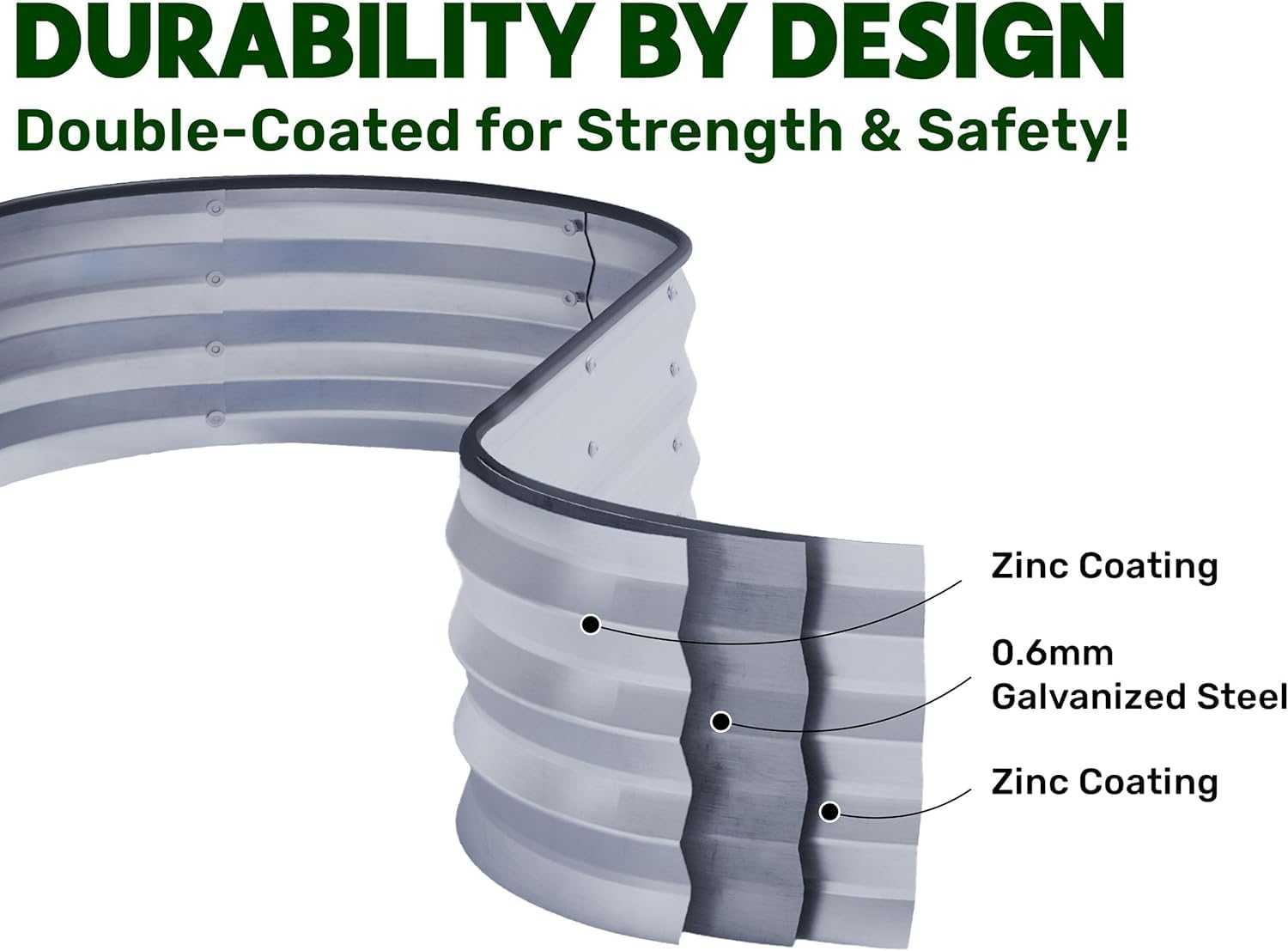 Heyouth Letto per Orto Rialzato in Acciaio Zincato 180x60x30CM - immagine 5