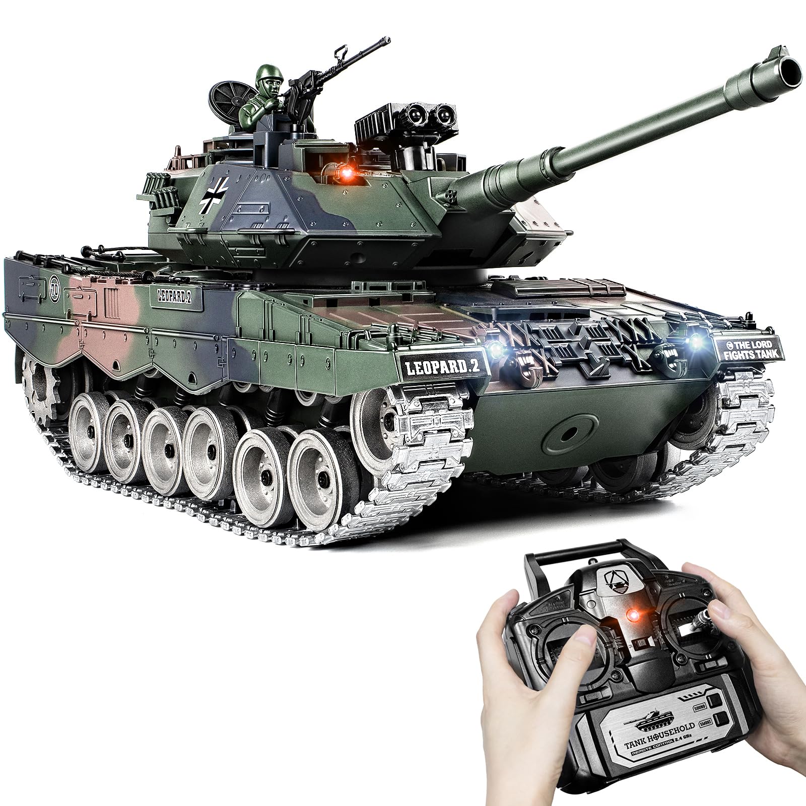 Carro Armato RC Leopard II 1:18 con Cingoli in Metallo