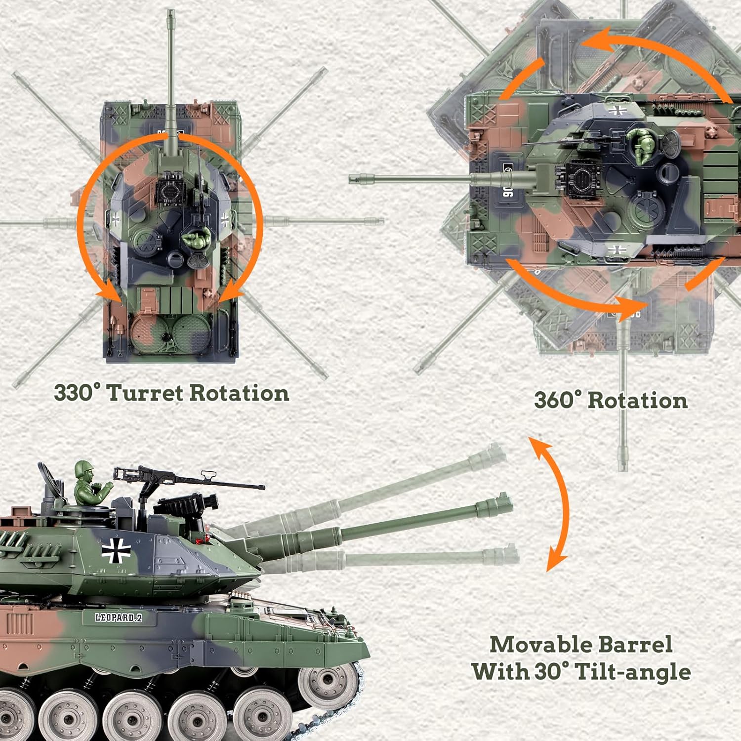 Carro Armato RC Leopard II 1:18 con Cingoli in Metallo - immagine 3