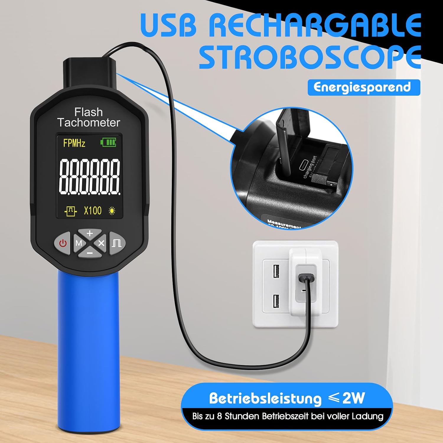 Strobotac LED Stroboscopio100.000 RPM/Hz, AIOMEST Stroboscope Digitale ...