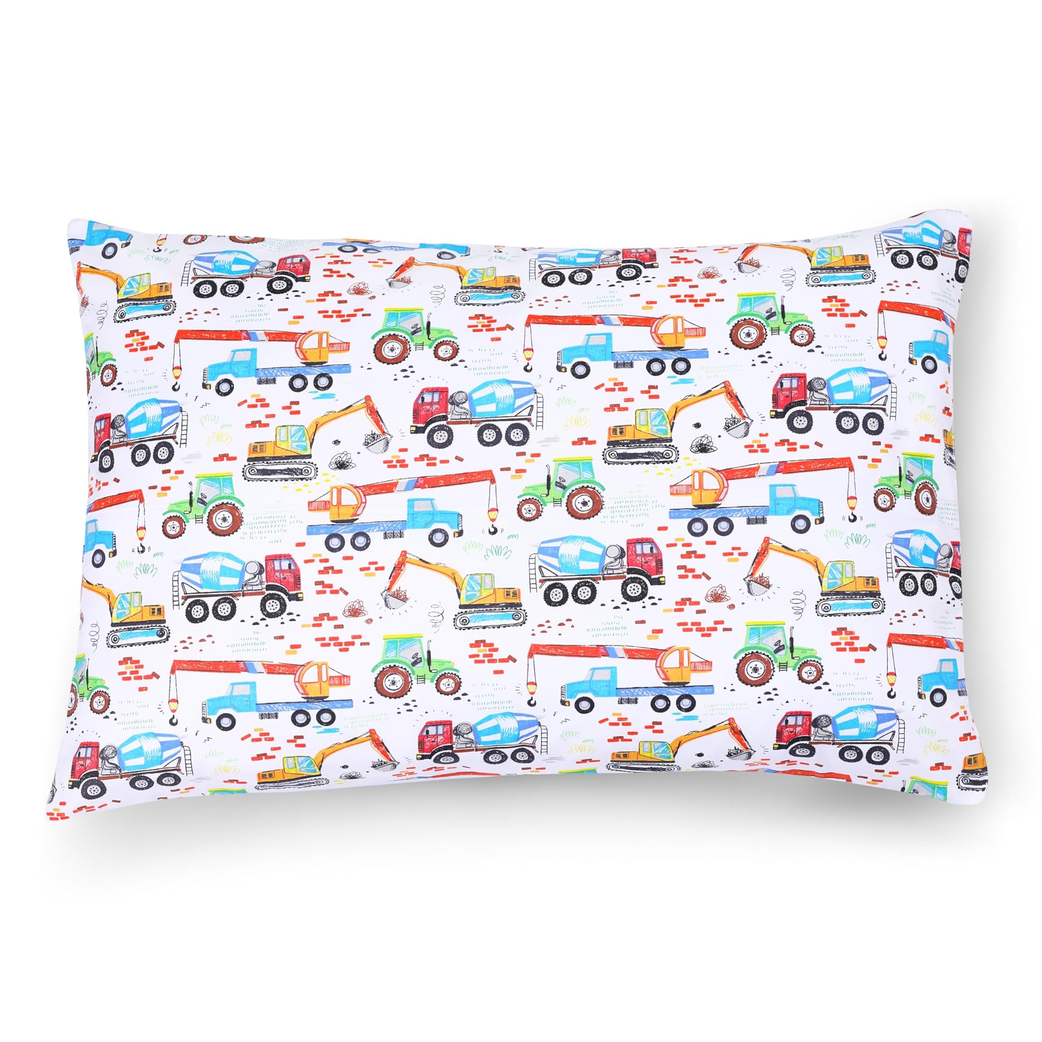 PinkZebra Federa per cuscino per bambini, 30 x 50 cm, in 100% cotone, federa per cuscino per bambini, con chiusura lampo, trattore