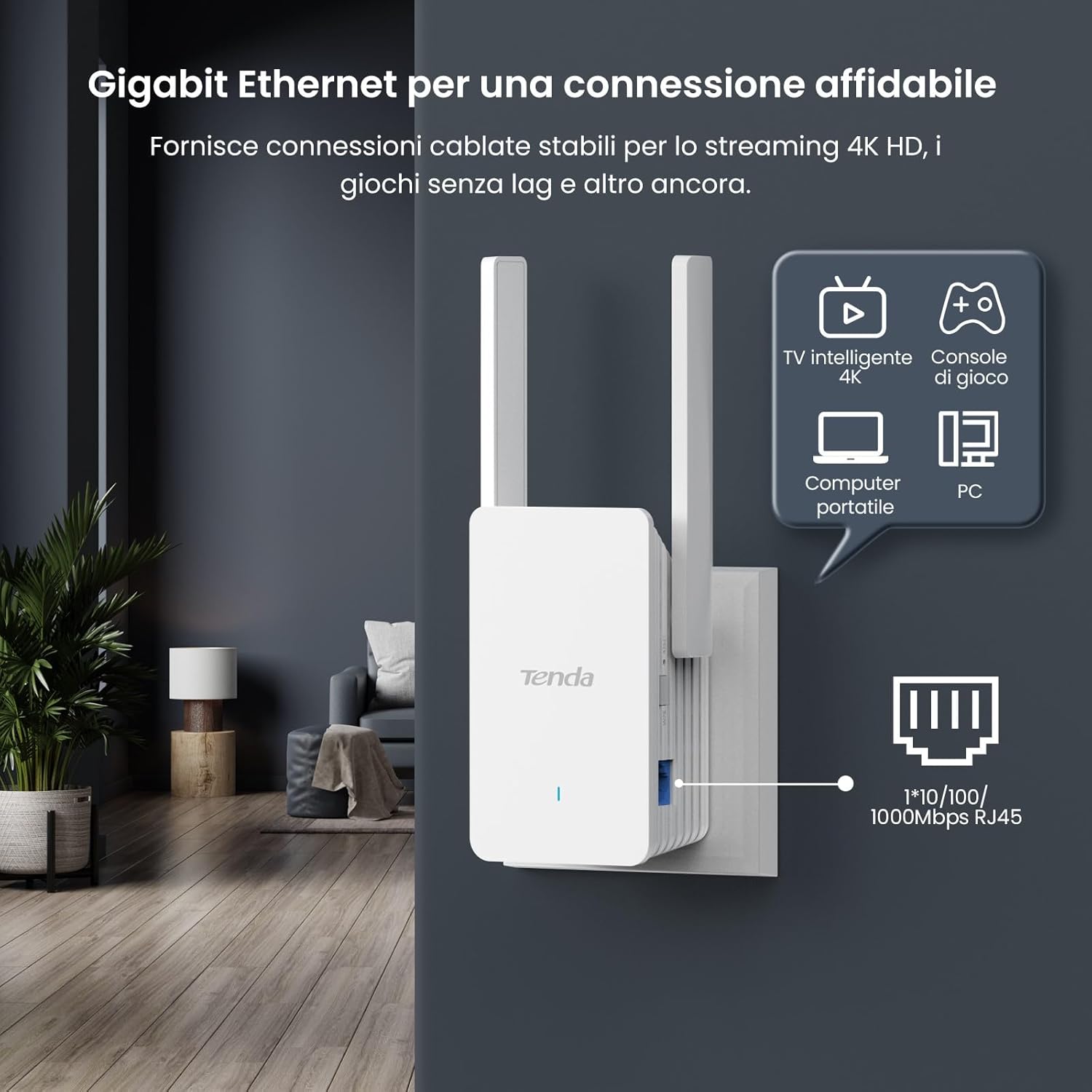 Tenda A33 Repeater WiFi 6 AX3000 Dual Band Gigabit - immagine 5