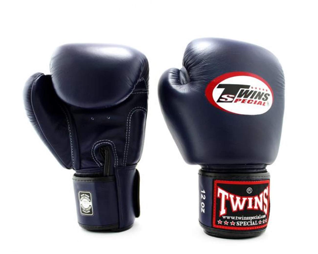 TWINS Guanti da boxe in pelle, blu, Muay Thai, guanti da boxe in pelle, misura MMA 16 Oz