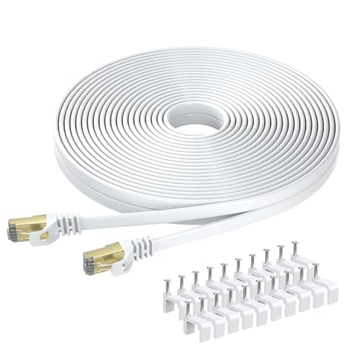 Busohe Cavo Ethernet Cat 8 Piatto 30 Metri - Bianco