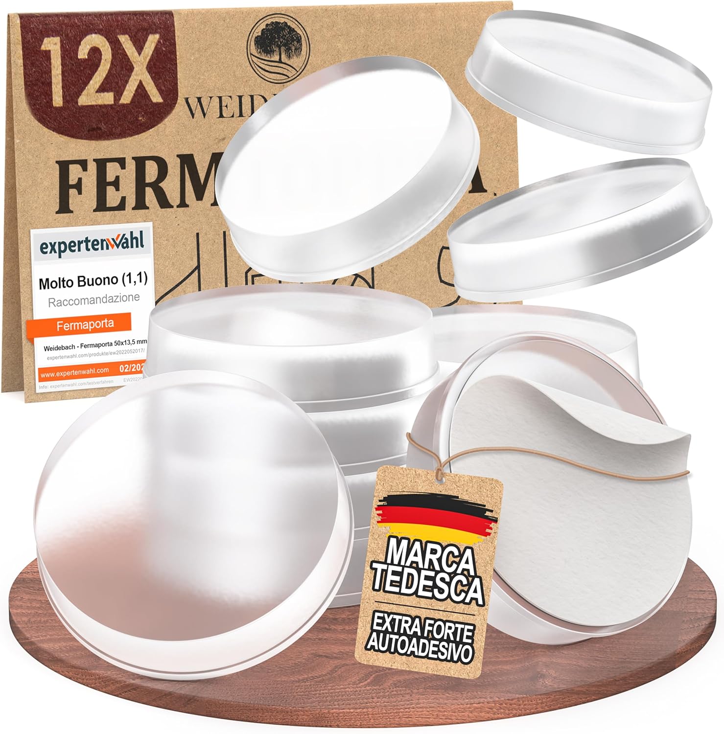 Weidebach® 12x Fermaporta Maniglia Trasparente - immagine 1