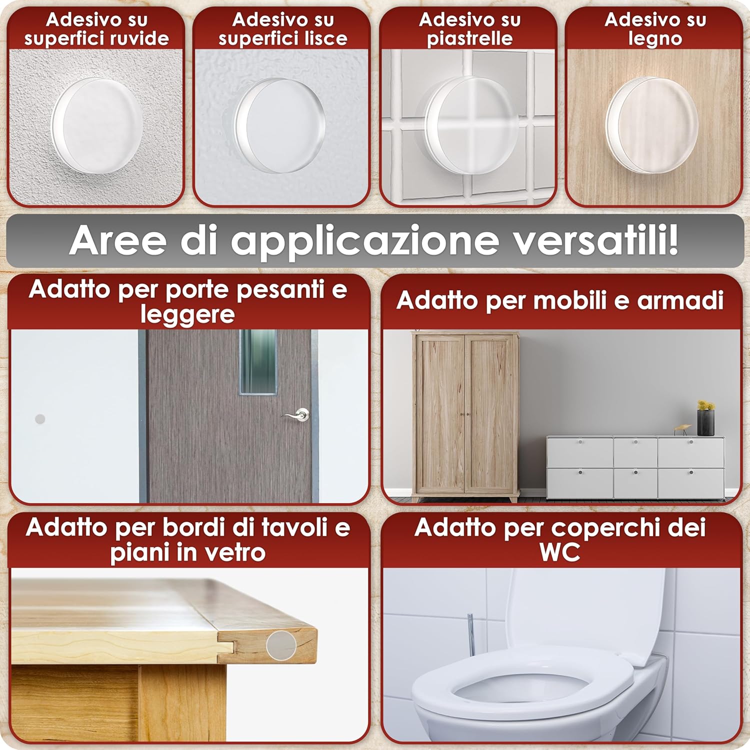 Weidebach® 12x Fermaporta Maniglia Trasparente - immagine 2
