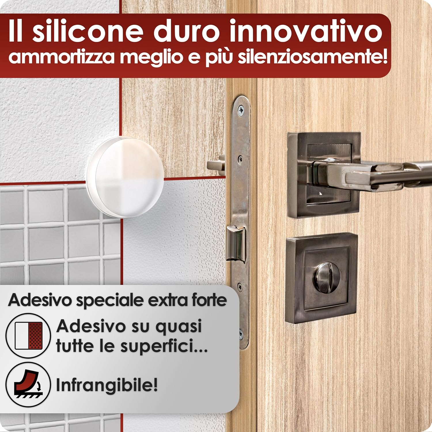 Weidebach® 12x Fermaporta Maniglia Trasparente - immagine 3