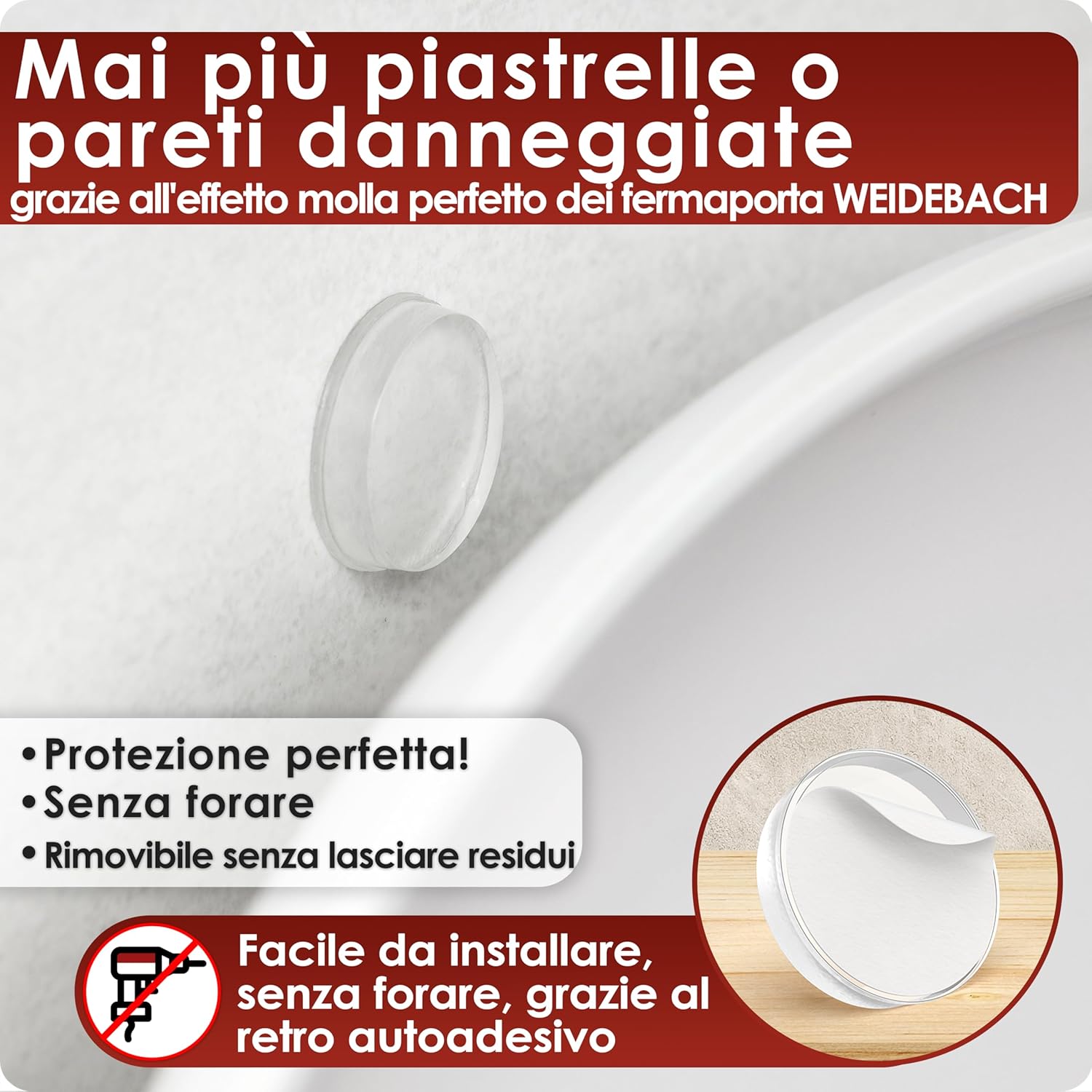 Weidebach® 12x Fermaporta Maniglia Trasparente - immagine 4