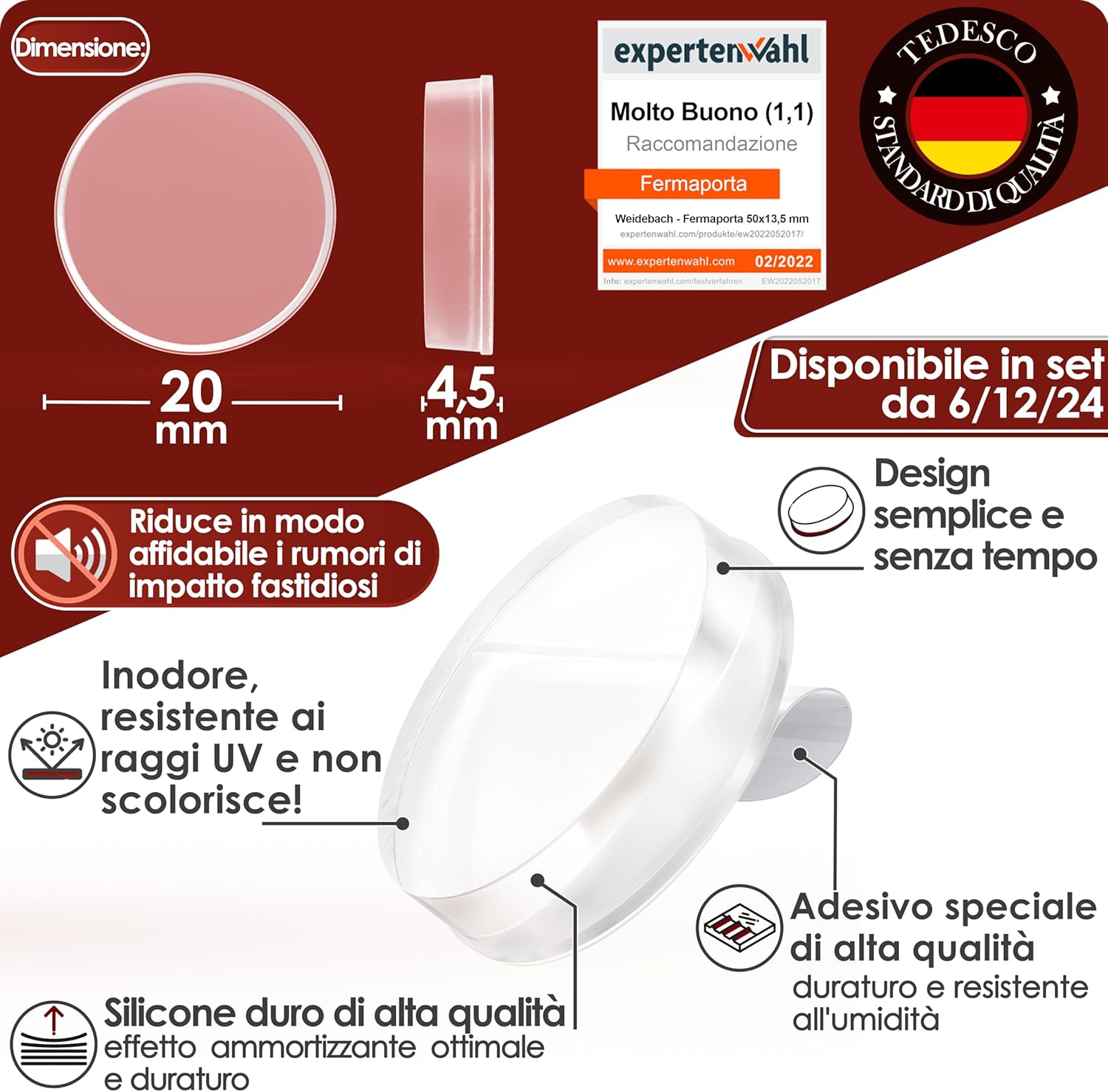 Weidebach® 12x Fermaporta Maniglia Trasparente - immagine 5