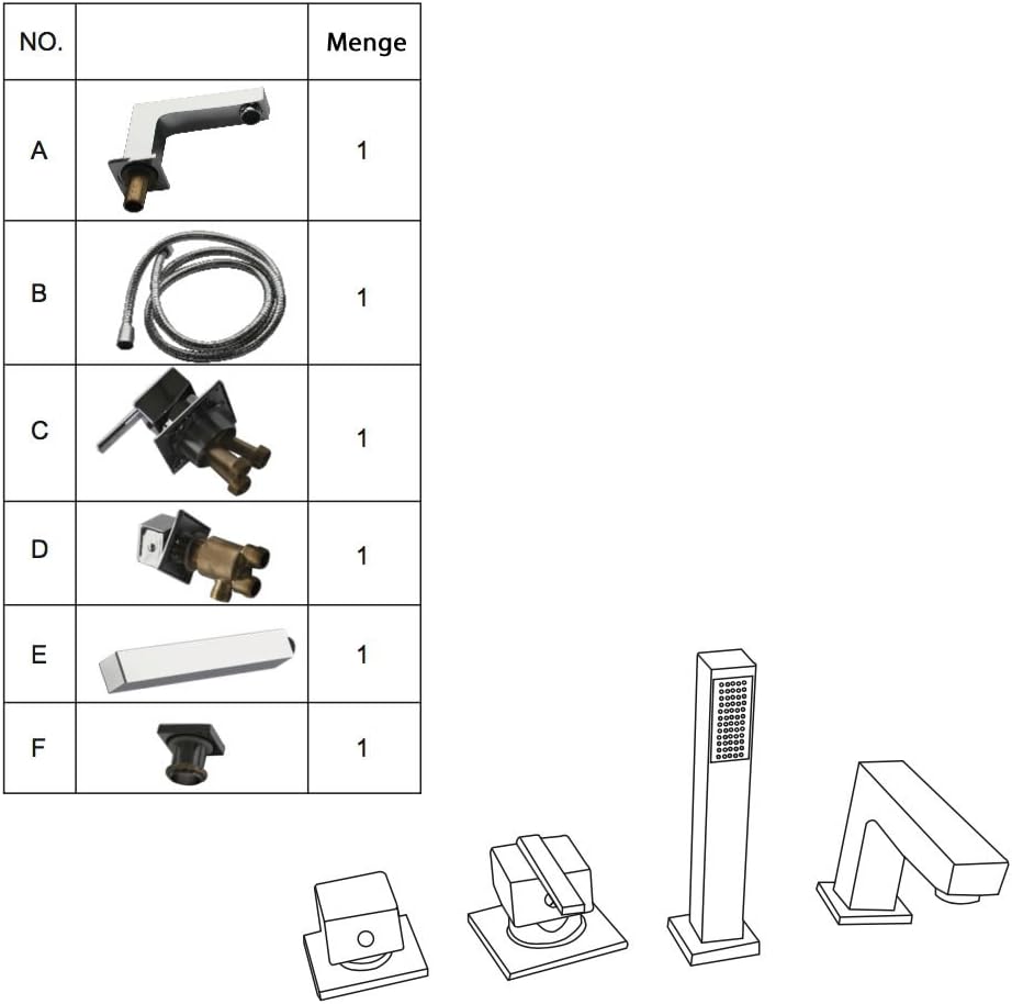 Melko Set Rubinetti Vasca da Bagno Cromato - immagine 3