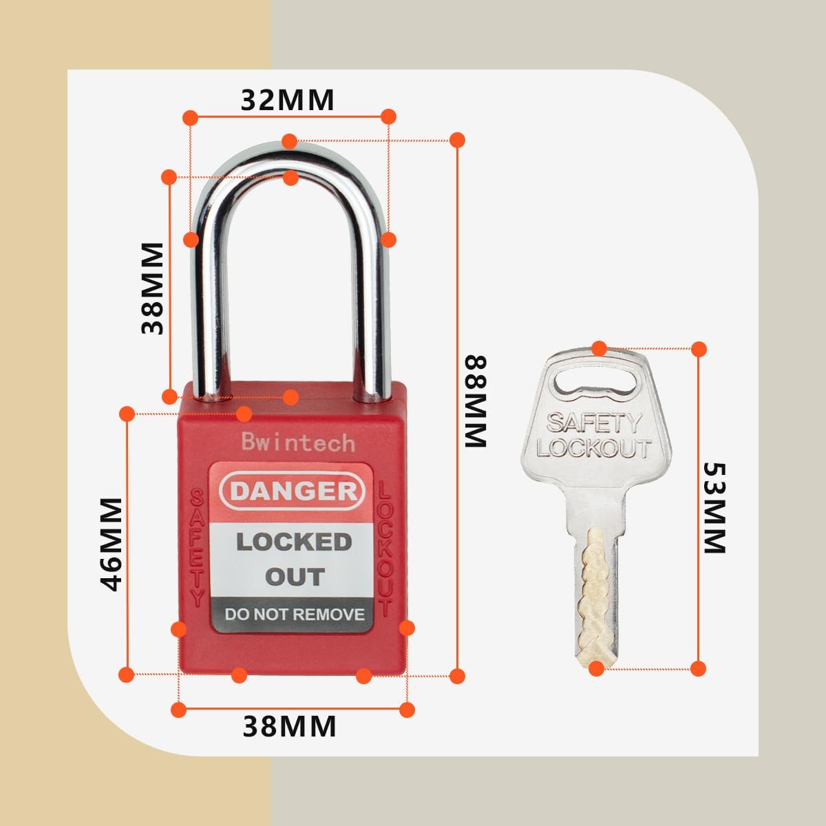 Bwintech 10 Lucchetti di Sicurezza Rossi 38mm - immagine 2