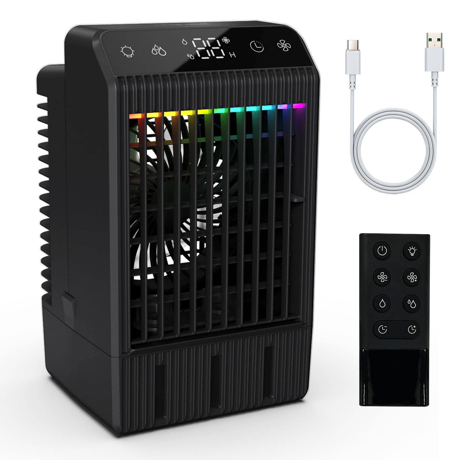 Condizionatore Portatile 5 in 1 con Telecomando, Nero