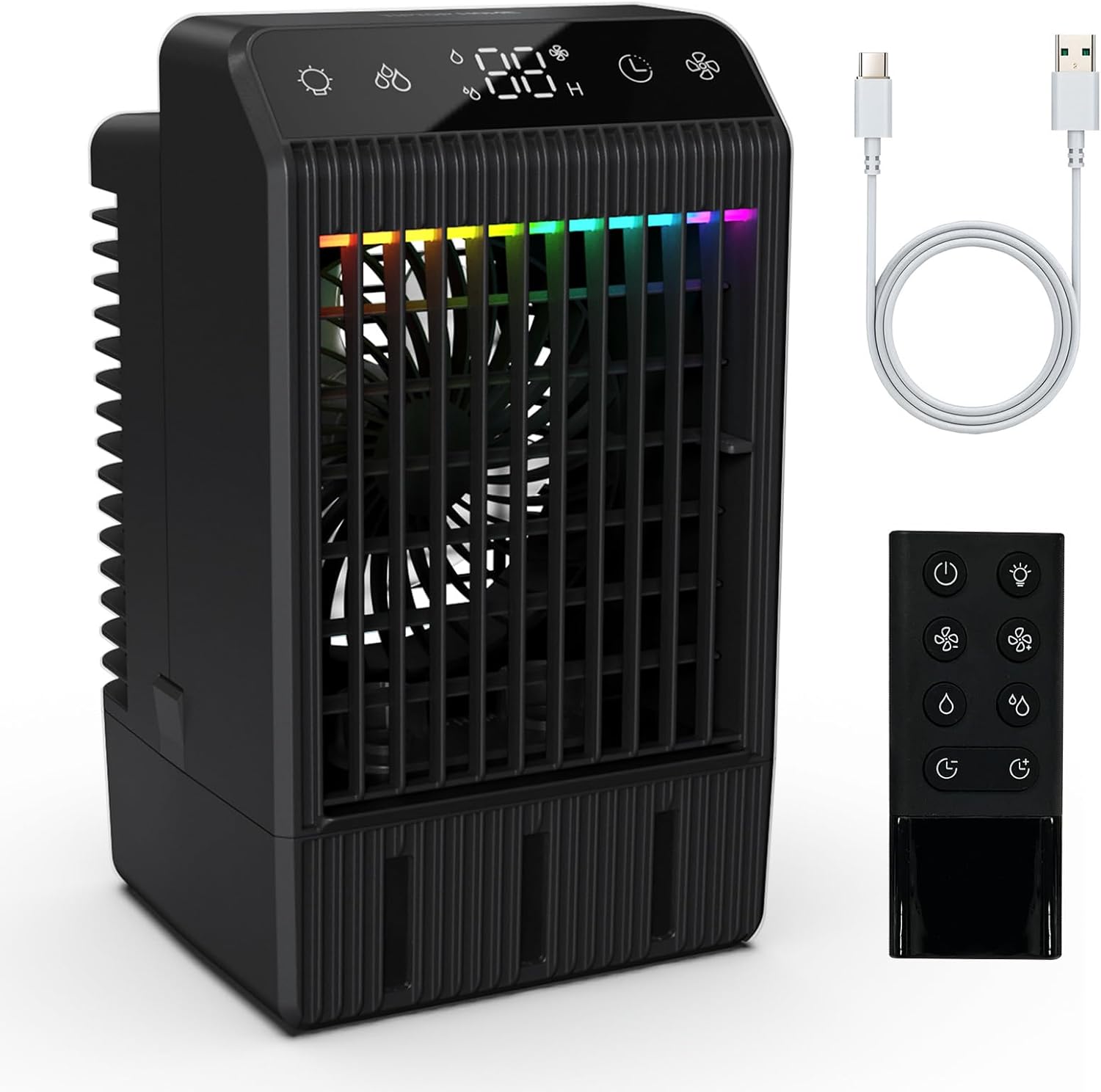 Condizionatore Portatile 5 in 1 con Telecomando, Nero - immagine 1