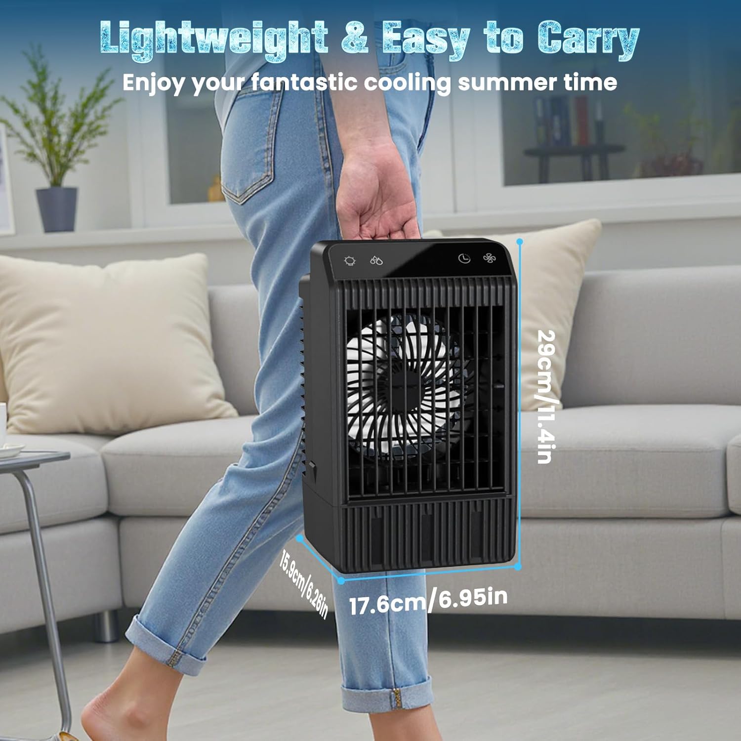 Condizionatore Portatile 5 in 1 con Telecomando, Nero - immagine 7