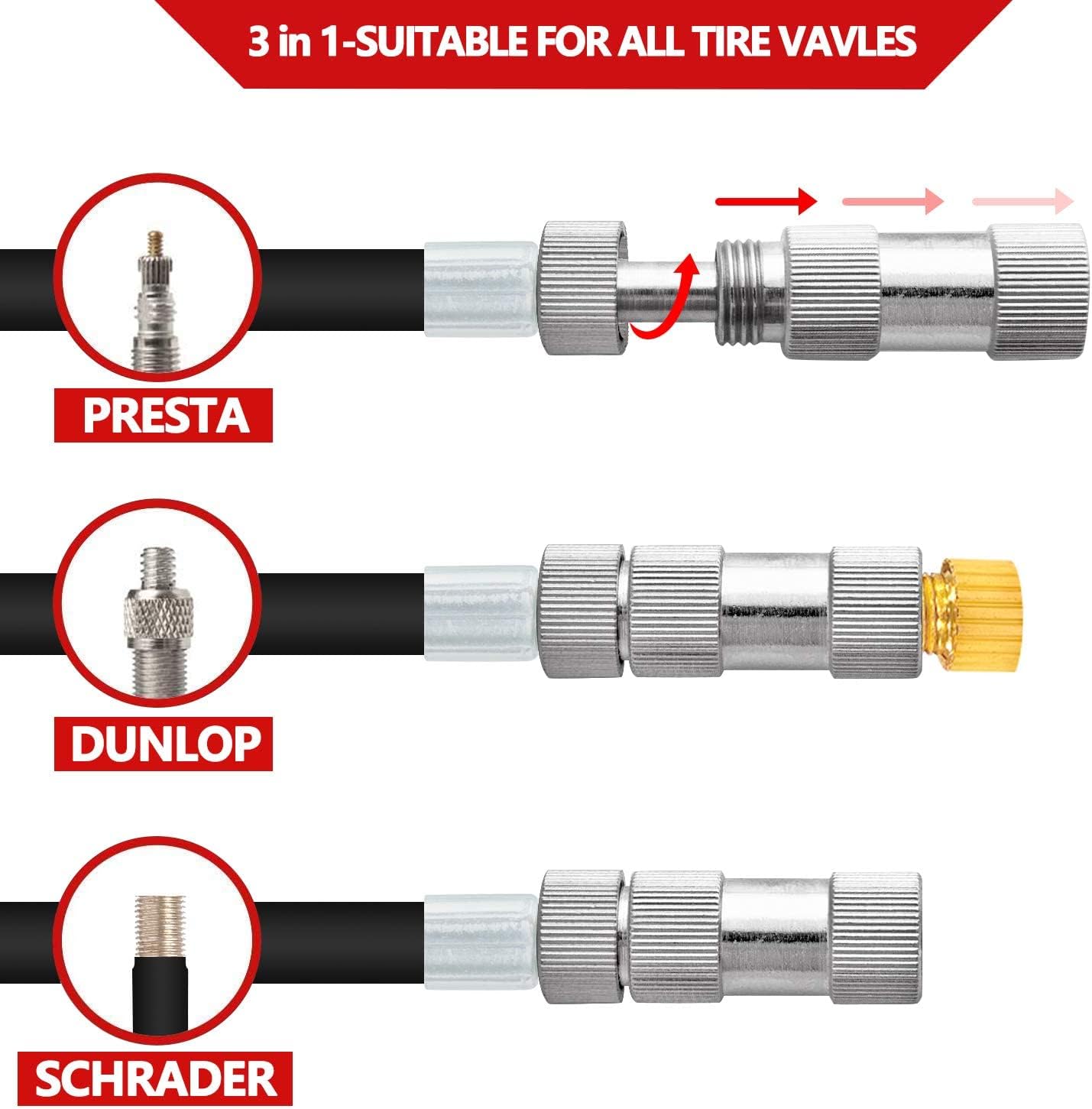Pompa per Bicicletta con Manometro e Tubo Allungato - immagine 3