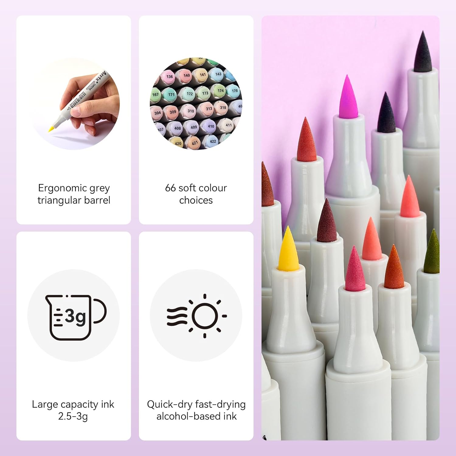 Arrtx Set 66 Pennarelli ad Alcool OROS Pastello - immagine 2